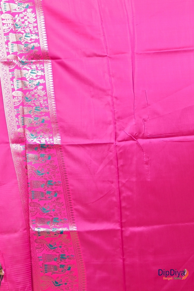 Green Pink Cotton Silk Parza Baluchari Saree (583)