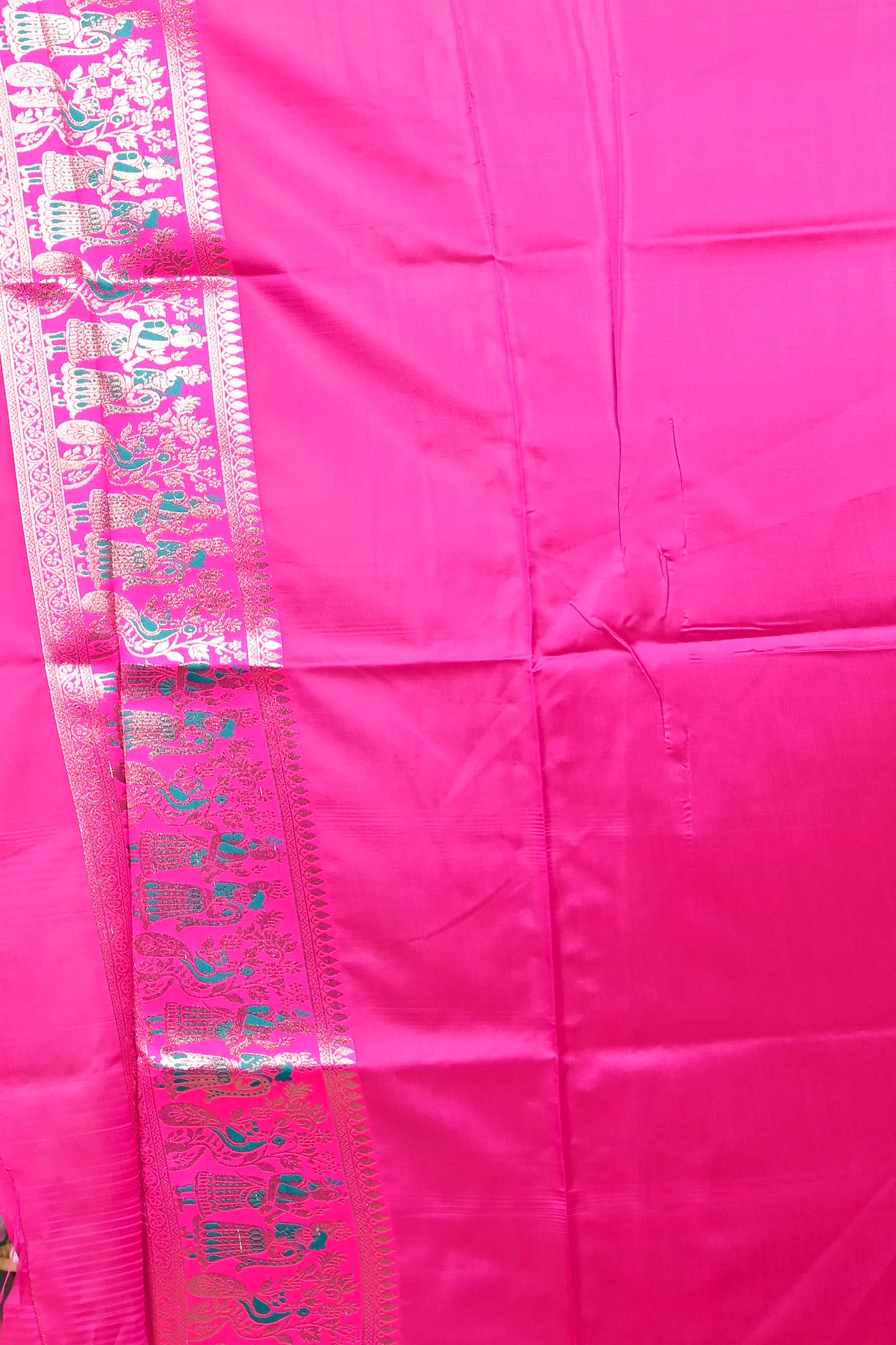 Green Pink Cotton Silk Parza Baluchari Saree (583)