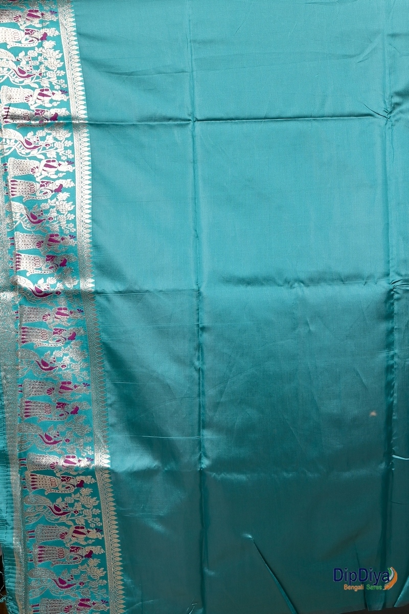 Violet Green Cotton Silk Parza Baluchari Saree (586)