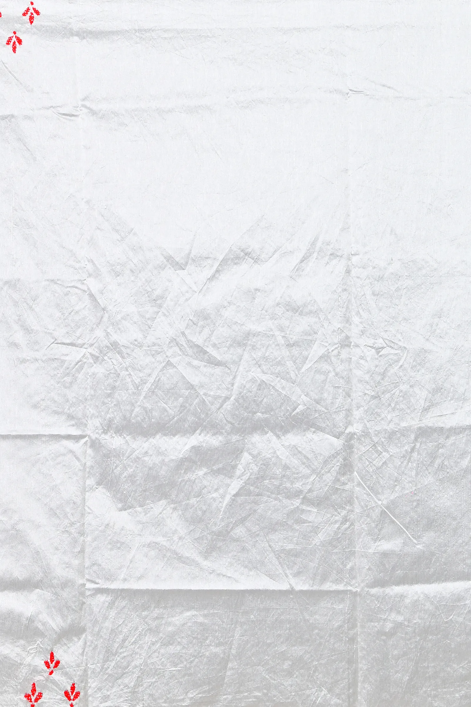 White Cotton Blended Soumika Kantha Stitch Saree (591)