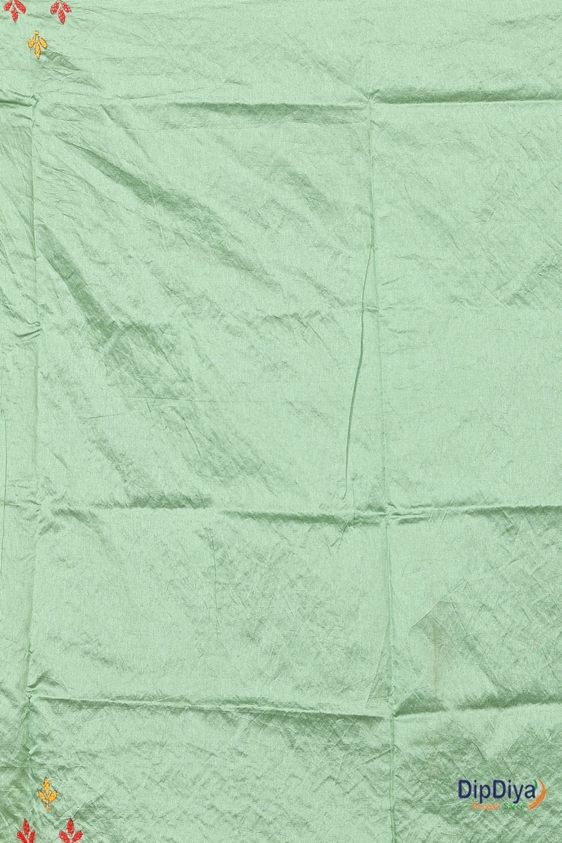 Emerald Green Cotton Blended Soumika Kantha Stitch Saree (592)