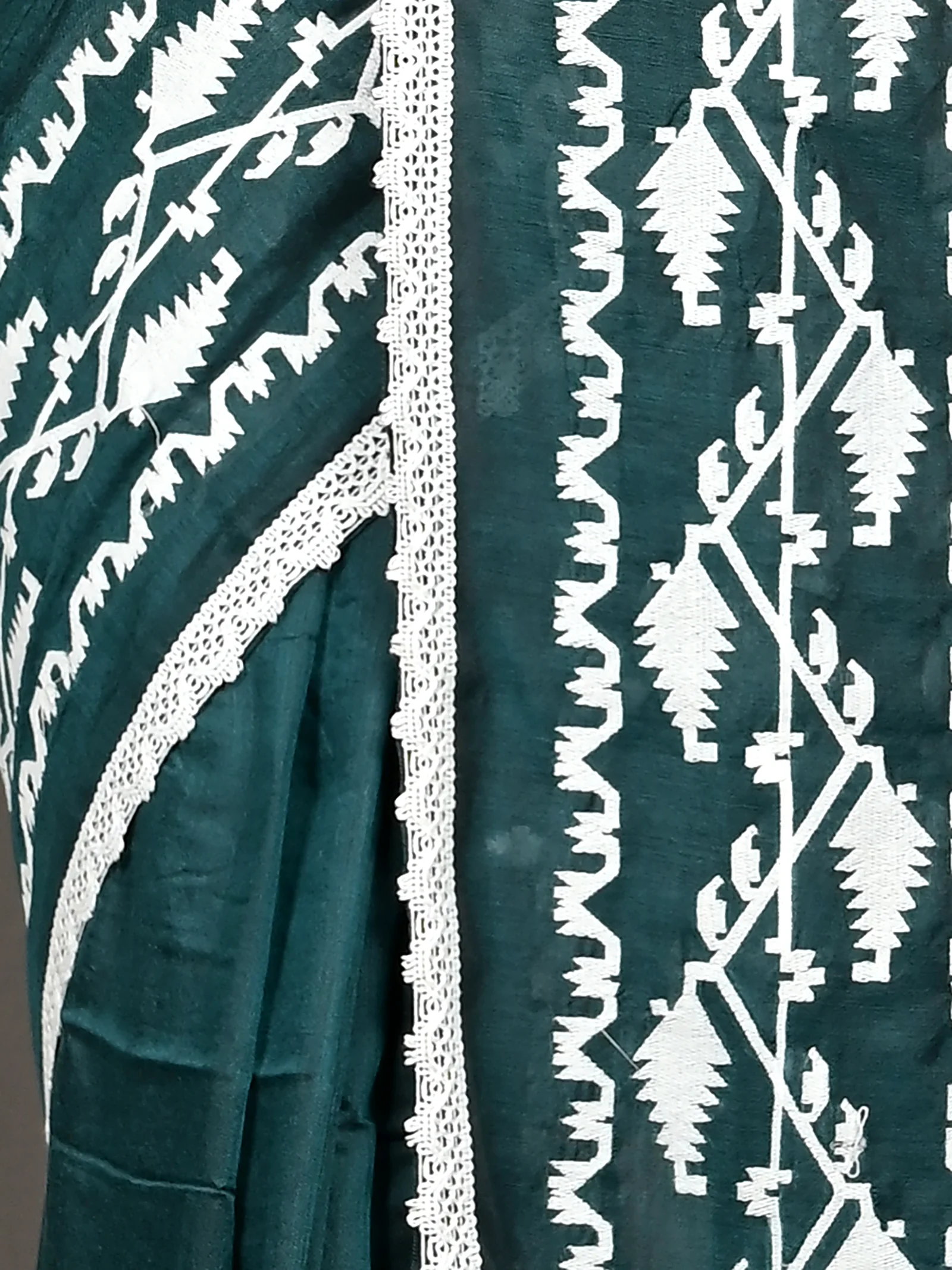 Dark Green Cotton Parepu Handloom Saree  (60)