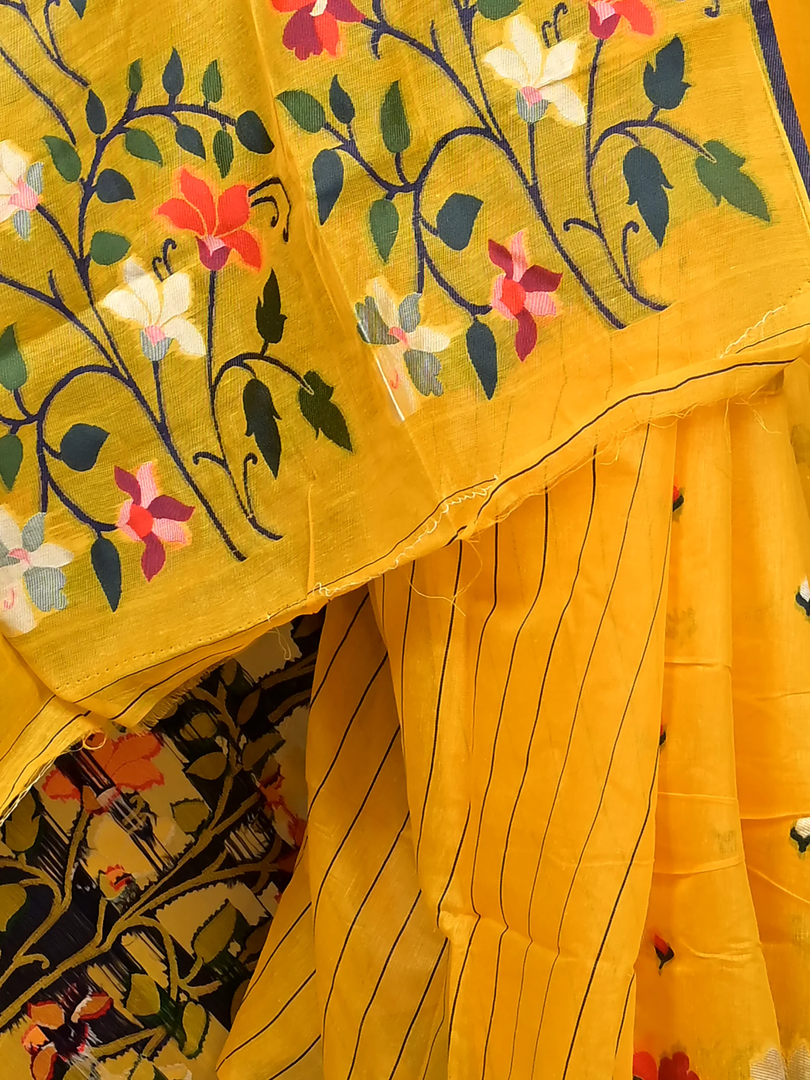 Yellow Cotton Silk Parmix Handloom Saree  (615)