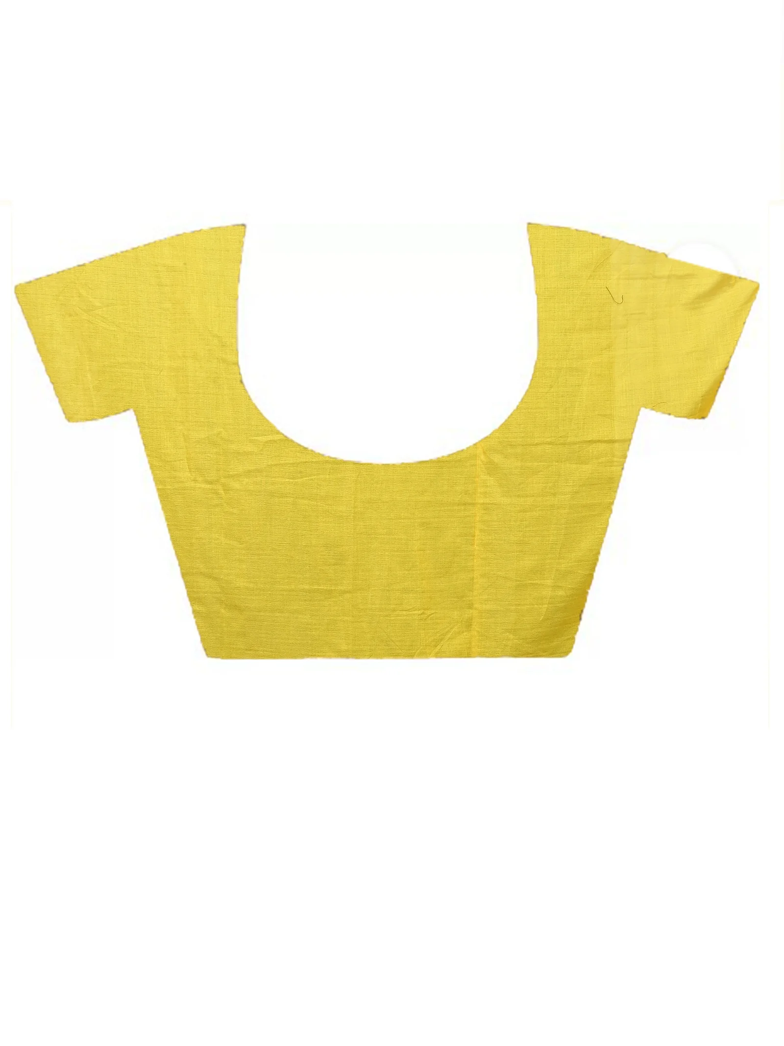 Yellow Red Blended Cotton Aplika Applique Saree  (619)