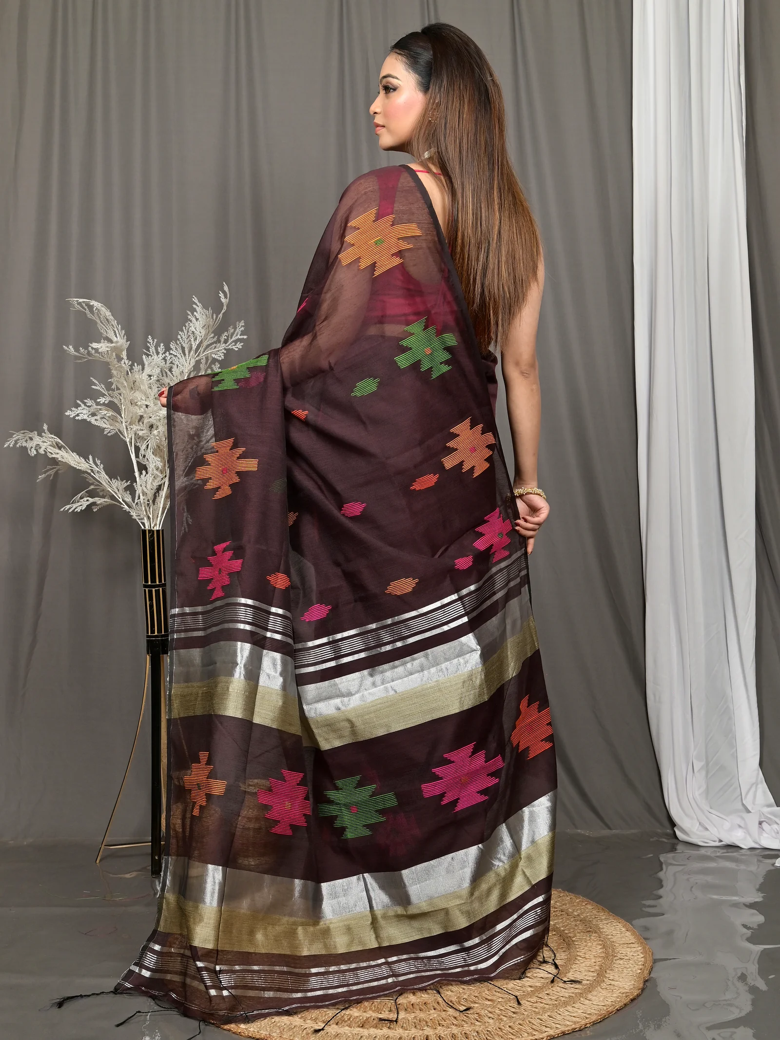 Maroon Cotton Soulik Handloom Saree  (621)