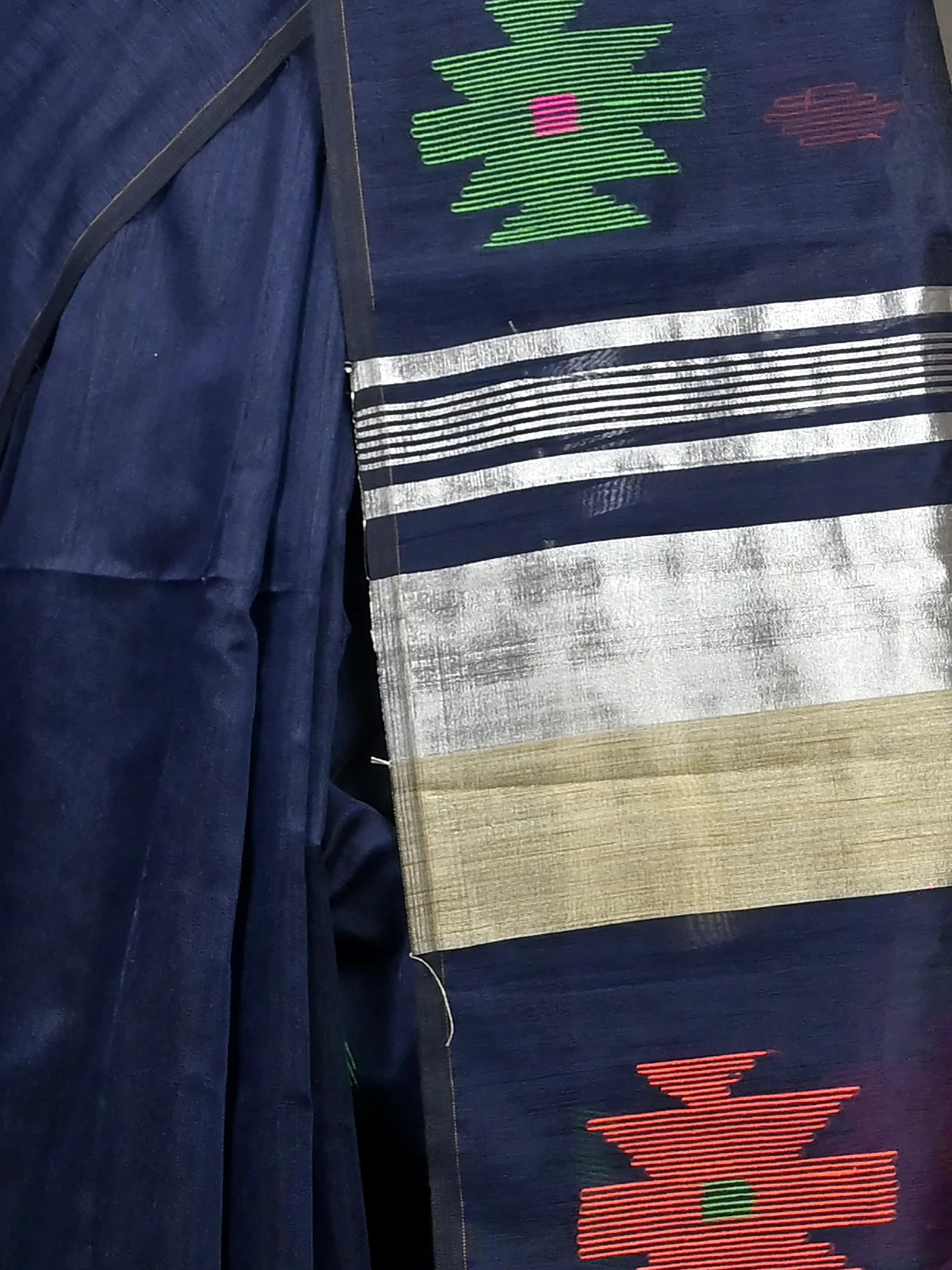 Night Blue Cotton Soulik Handloom Saree  (626)