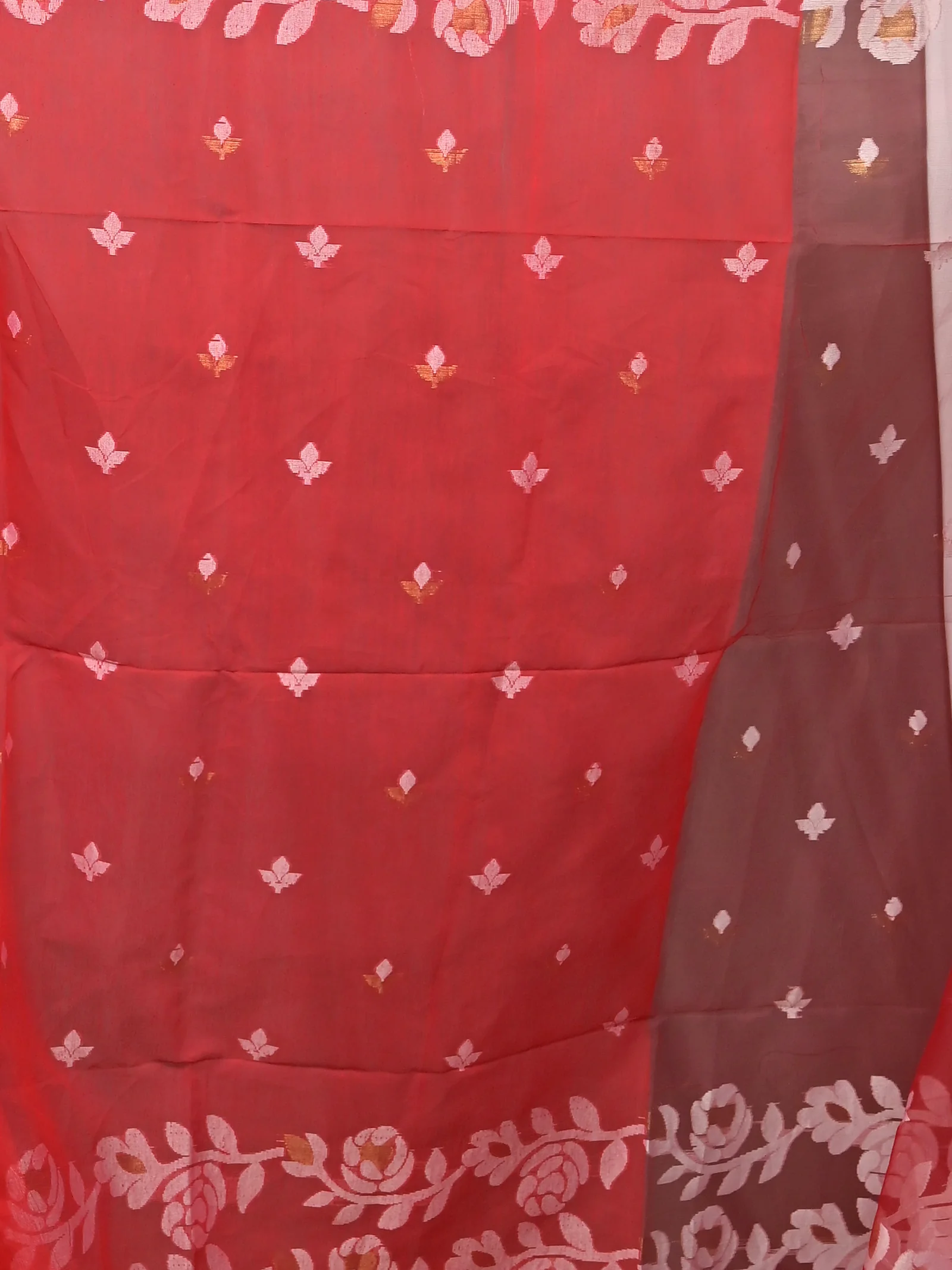 Red Cotton Soulan Muslin saree  (627)