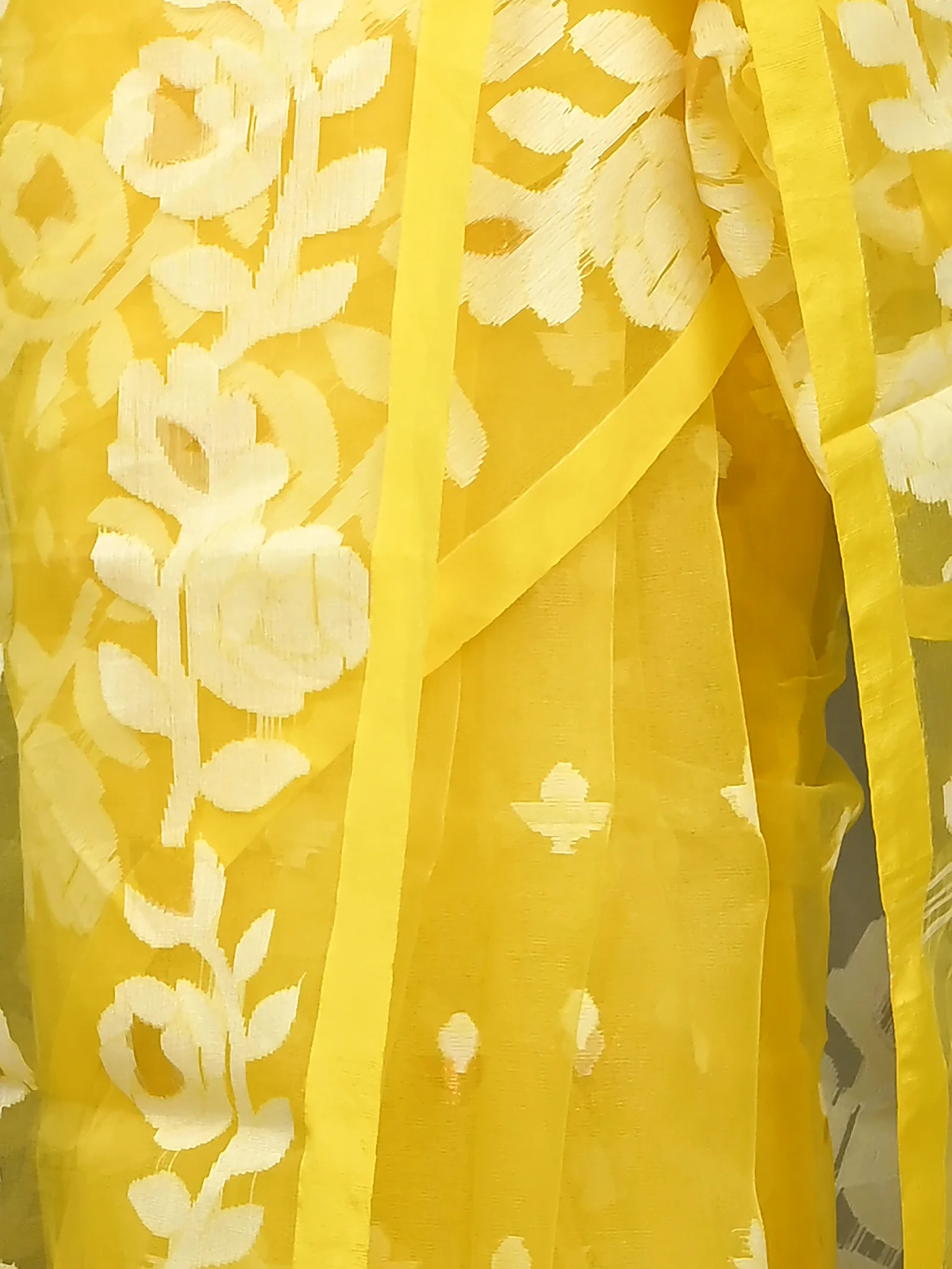 Yellow Cotton Soulan Muslin saree  (628)