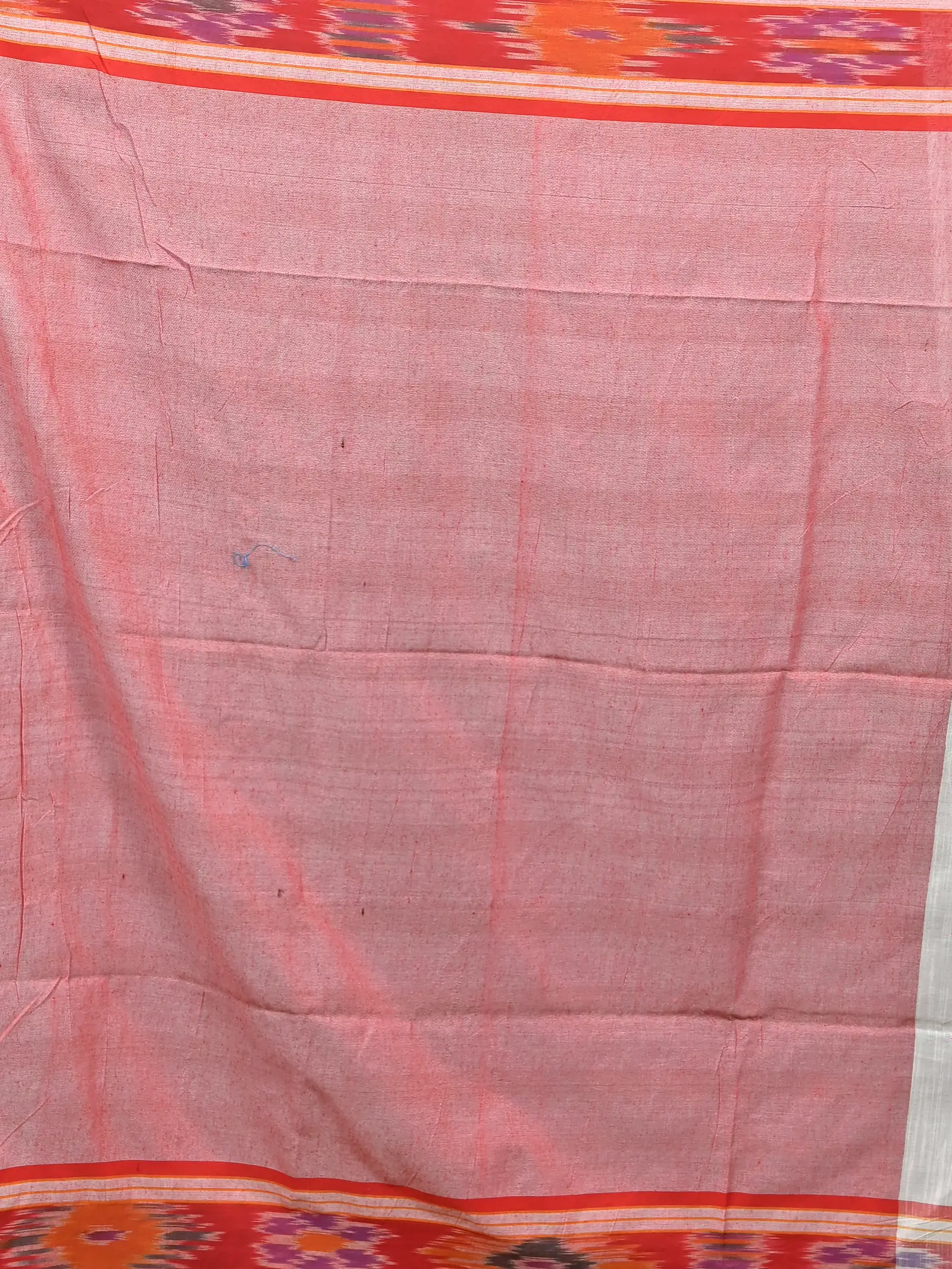 White Red Cotton Soukor Kotki Saree  (629)