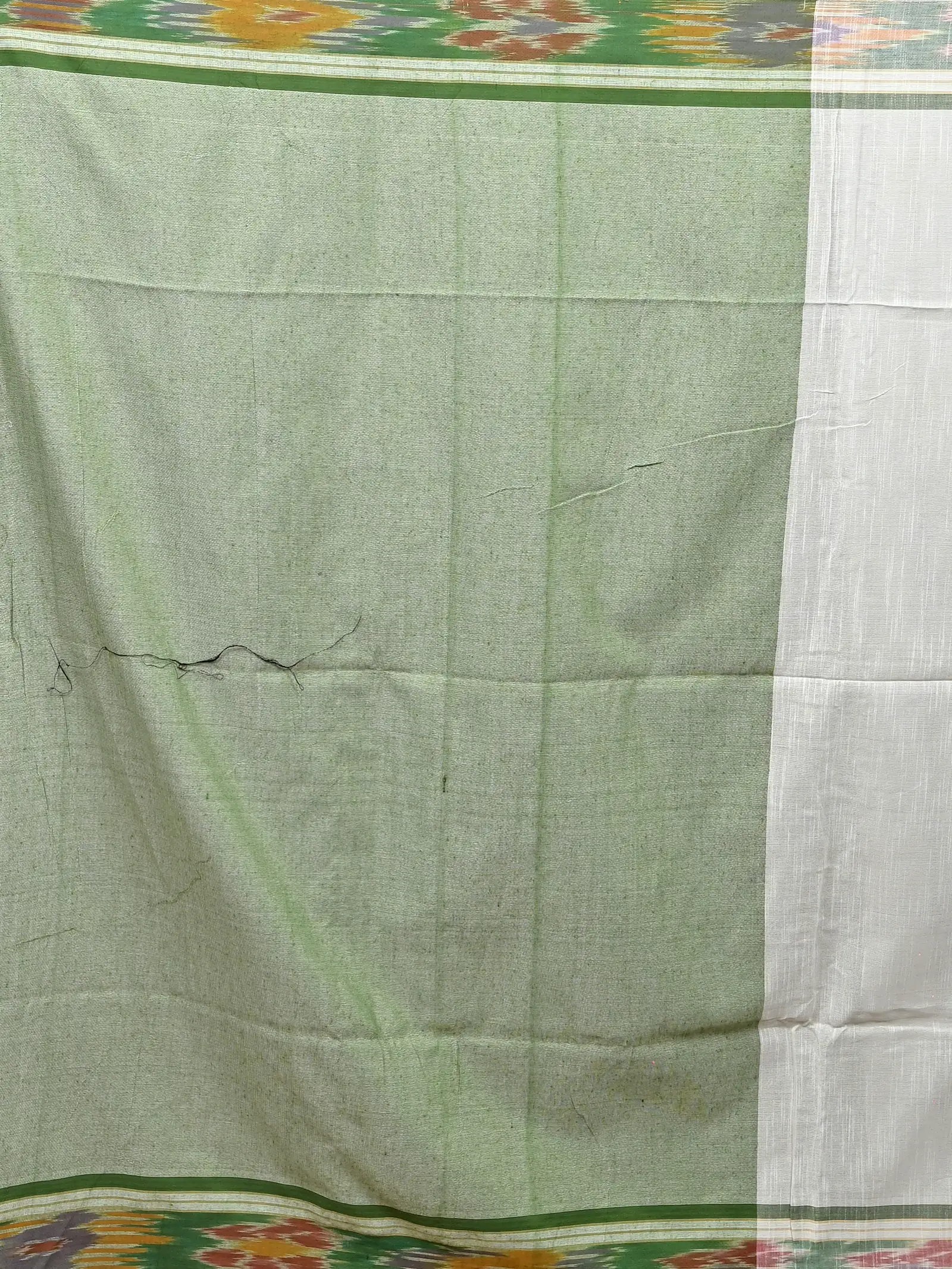 White Green Cotton Soukor Kotki Saree  (630)