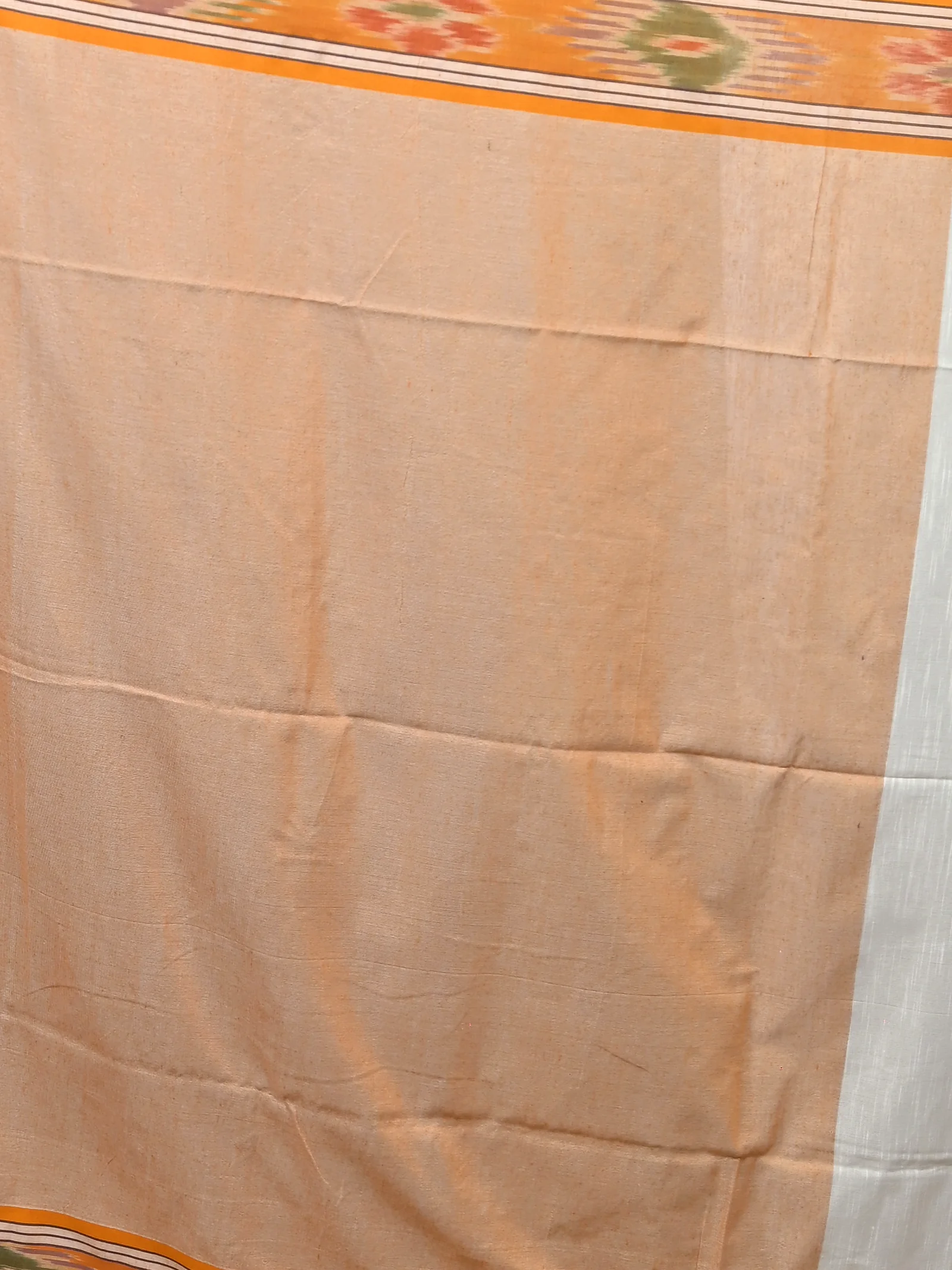 White Orange Cotton Soukor Kotki Saree  (631)