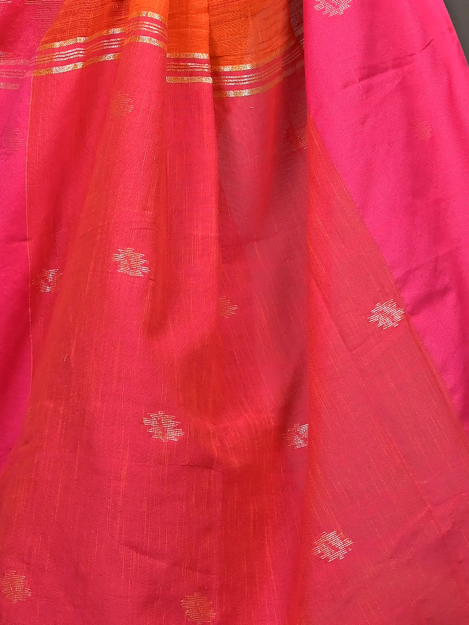 Dark Pink Cotton Soudik Handloom Saree  (632)