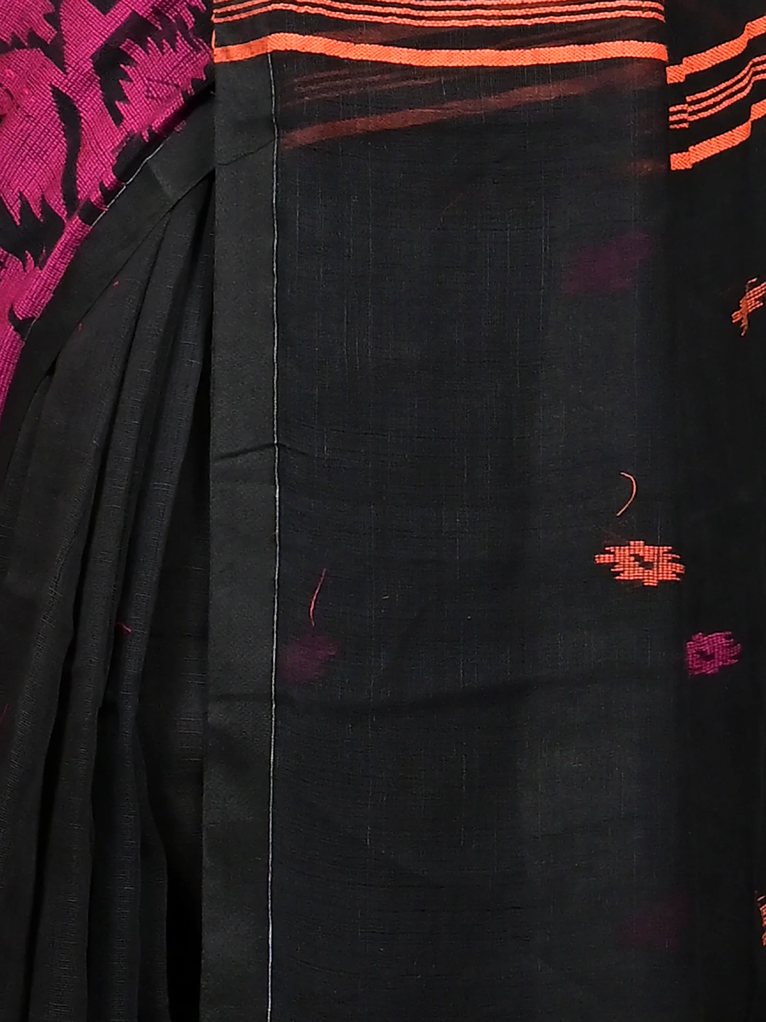 Black Cotton Soudik Handloom Saree  (633)