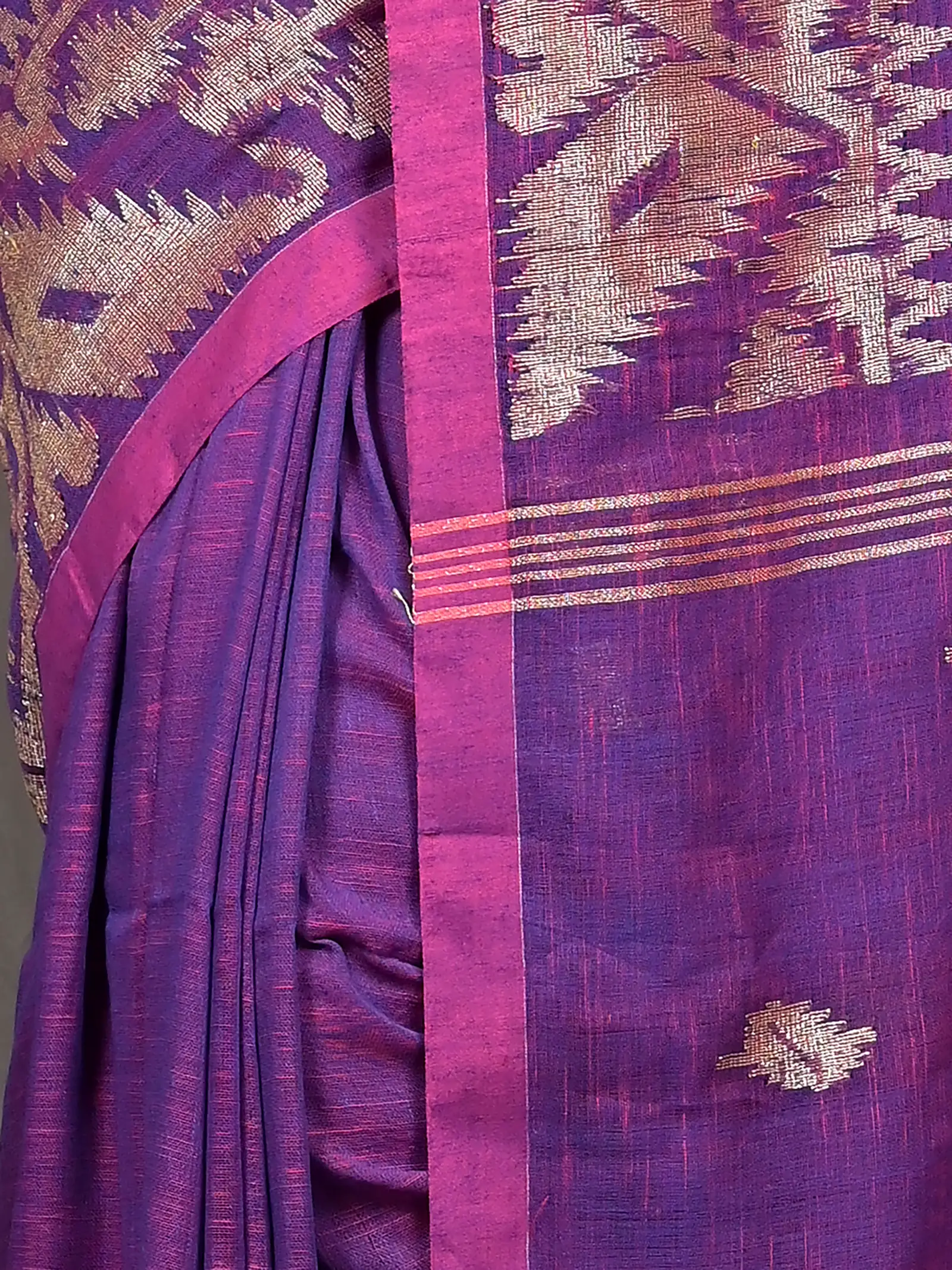 Dark Violet Cotton Soudik Handloom Saree  (634)