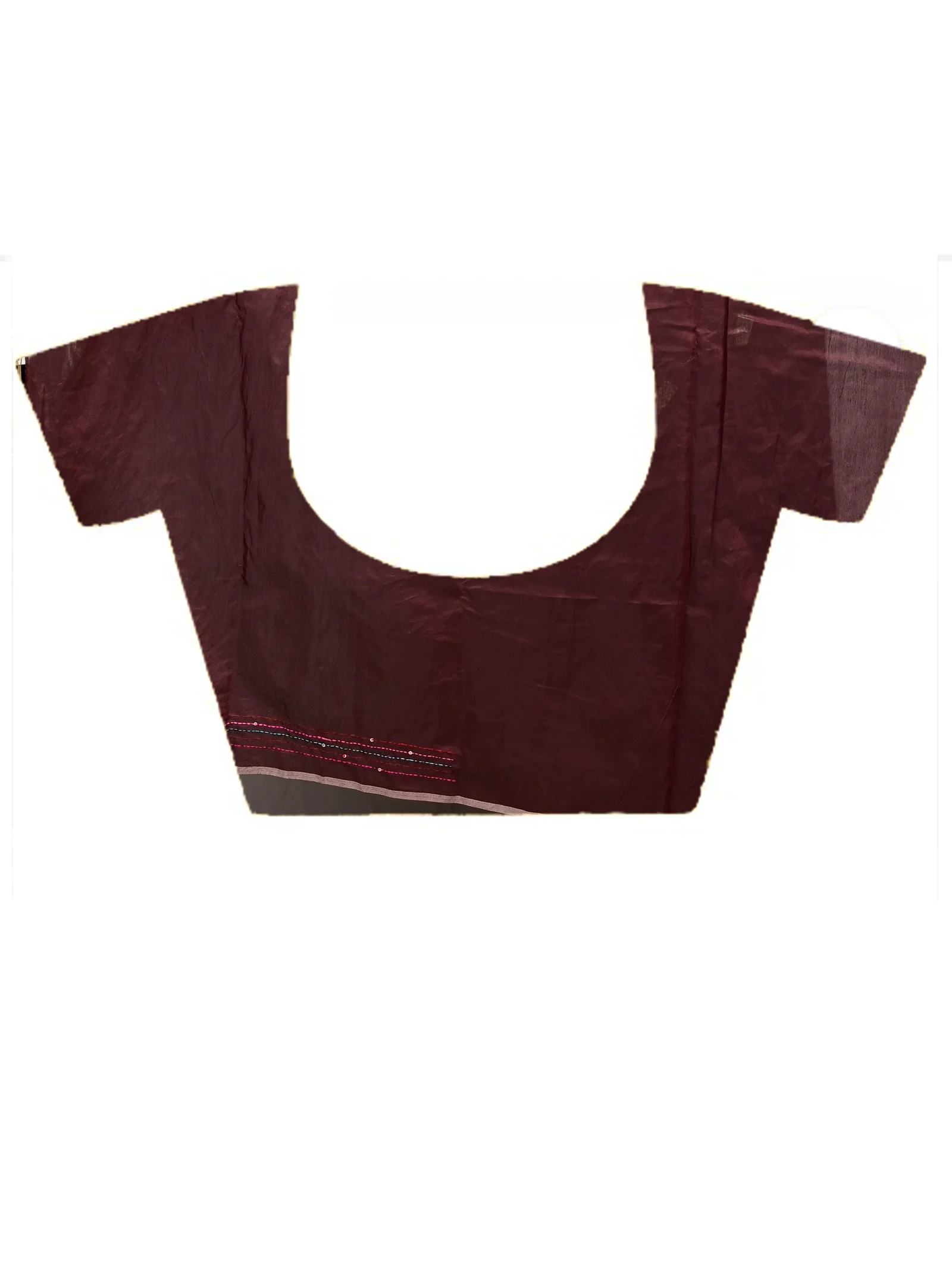 Maroon Cotton Soubun Kathan Saree  (635)