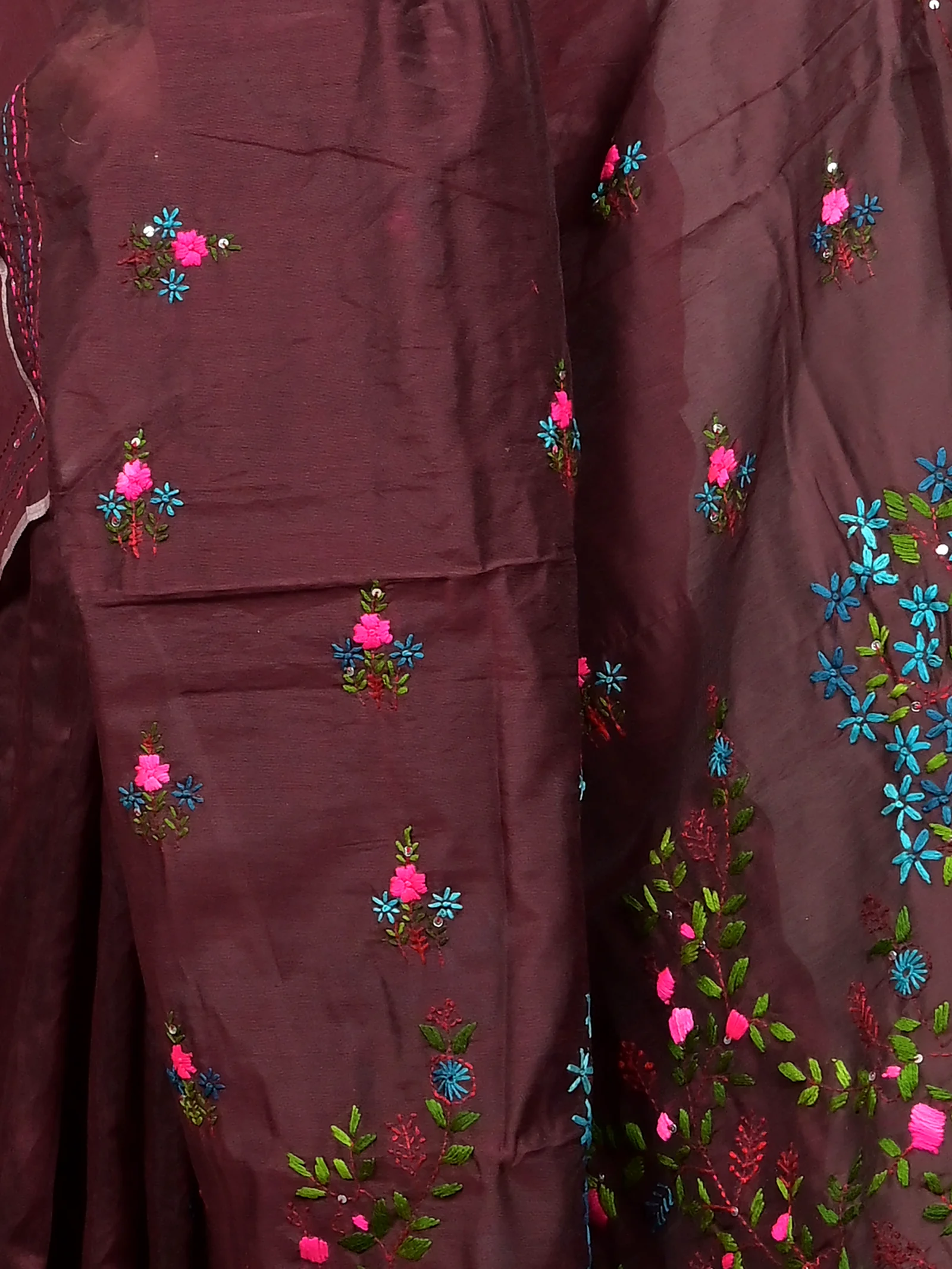 Maroon Cotton Soubun Kathan Saree  (635)