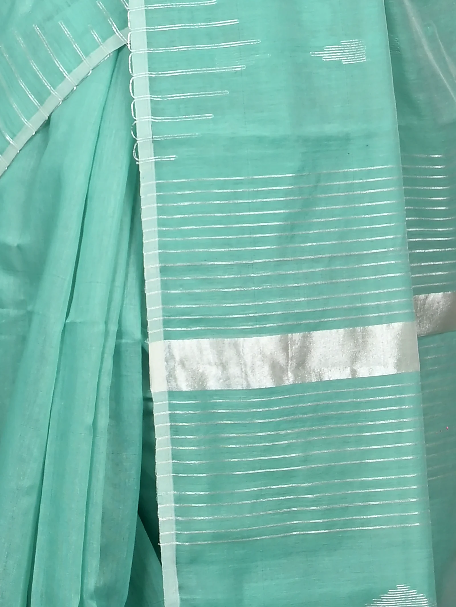 See Green Cotton Soubit Handloom Saree  (641)