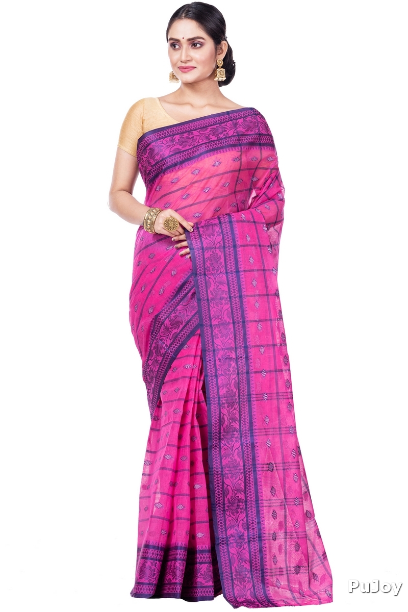 Pink Pure Cotton Diamond_Tant Tant Saree (643)
