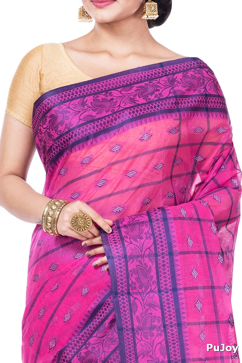 Pink Pure Cotton Diamond_Tant Tant Saree (643)
