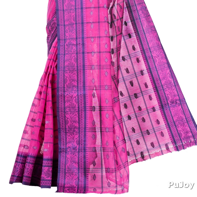 Pink Pure Cotton Diamond_Tant Tant Saree (643)