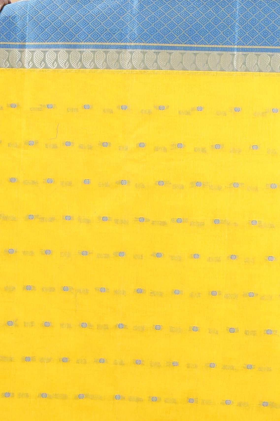 Yellow Pure Cotton Ganga Jamuna_Buti Tant Saree (648)