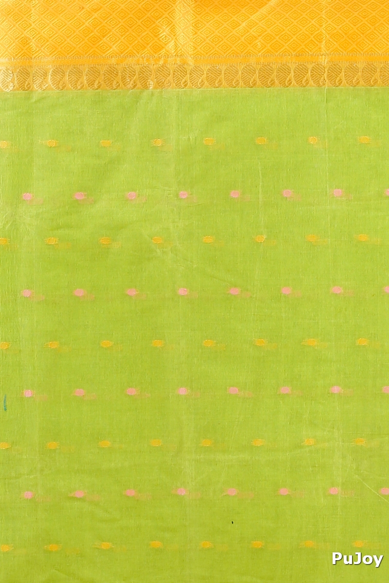 Light Green Pure Cotton Ganga Jamuna_Buti Tant Saree (649)