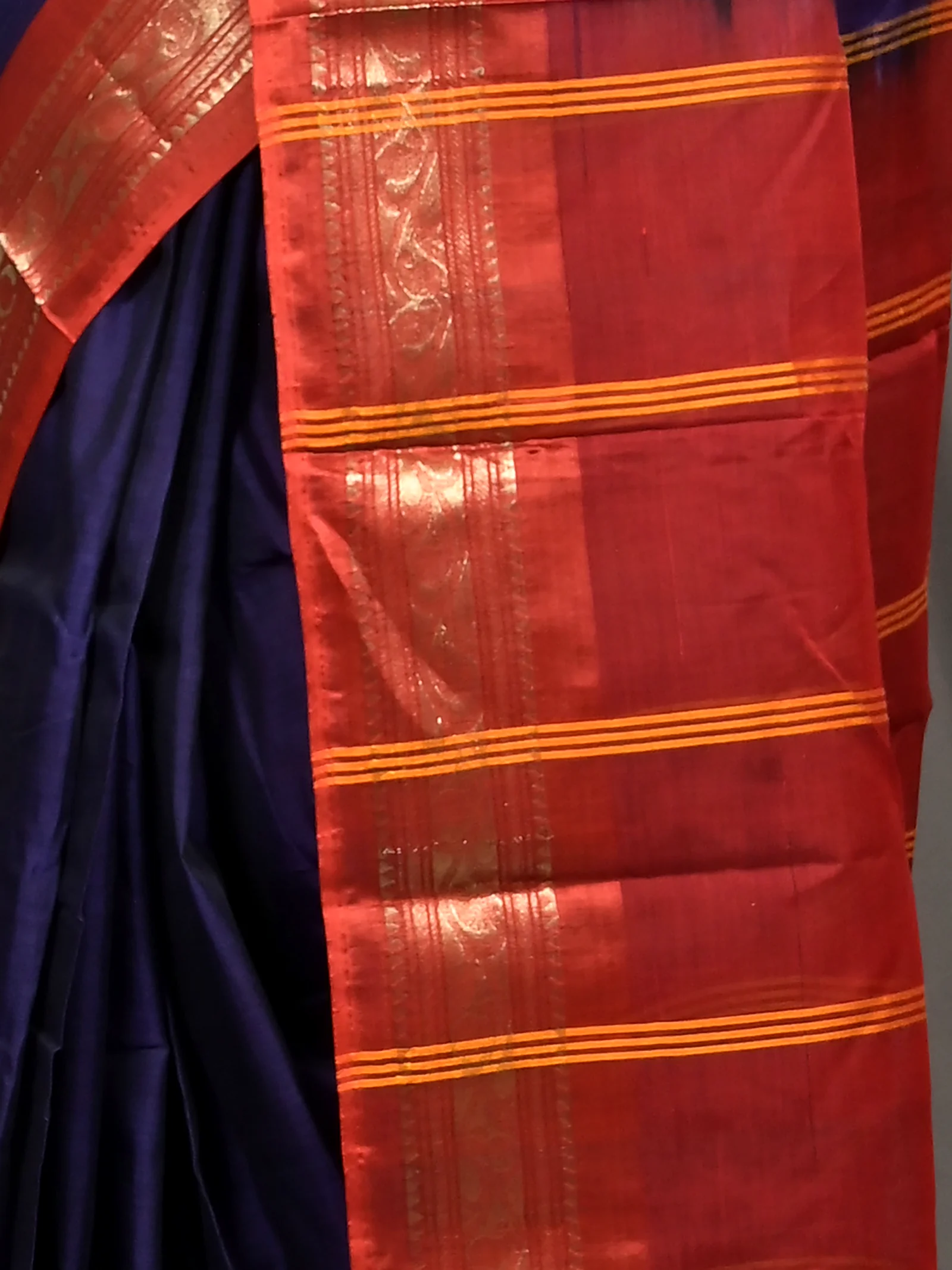 Dark Blue Cotton Parlik Gadwal Saree  (65)