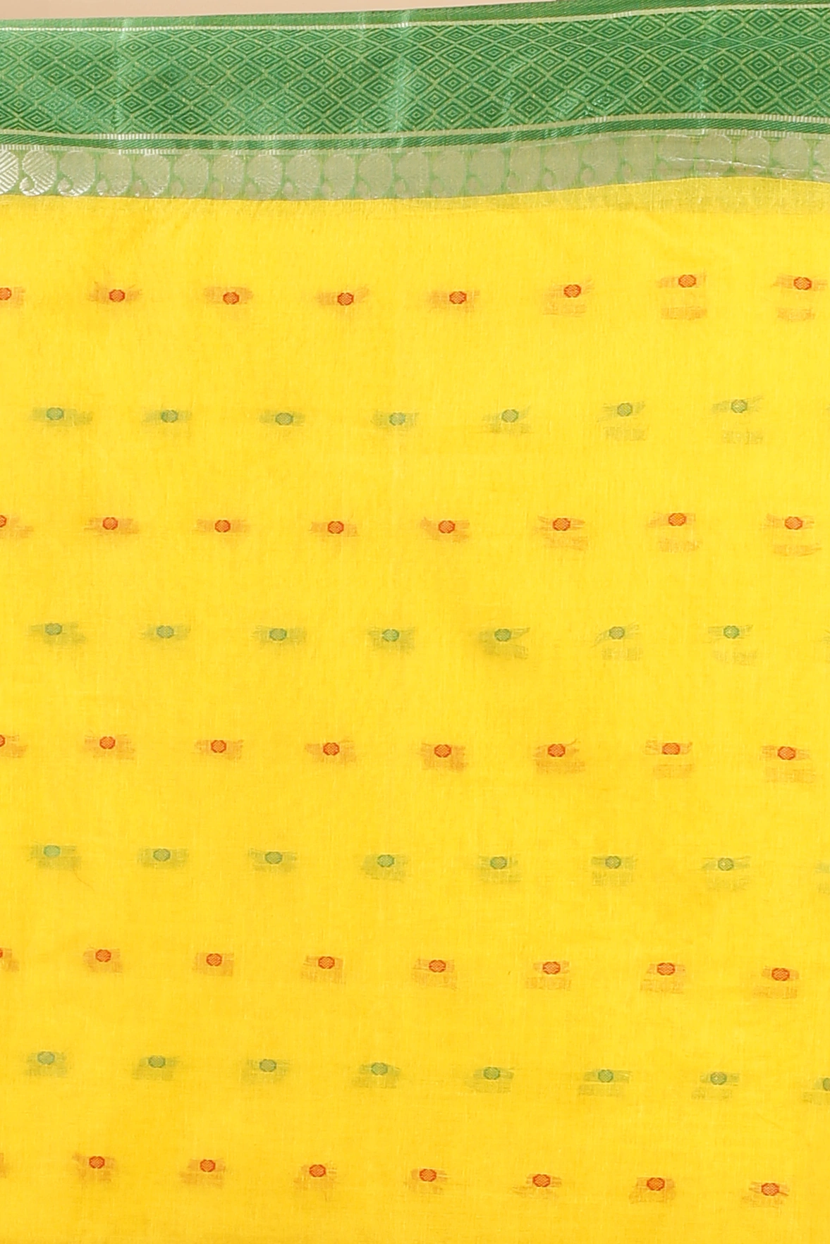 Yellow Pure Cotton Ganga Jamuna_Buti Tant Saree (650)