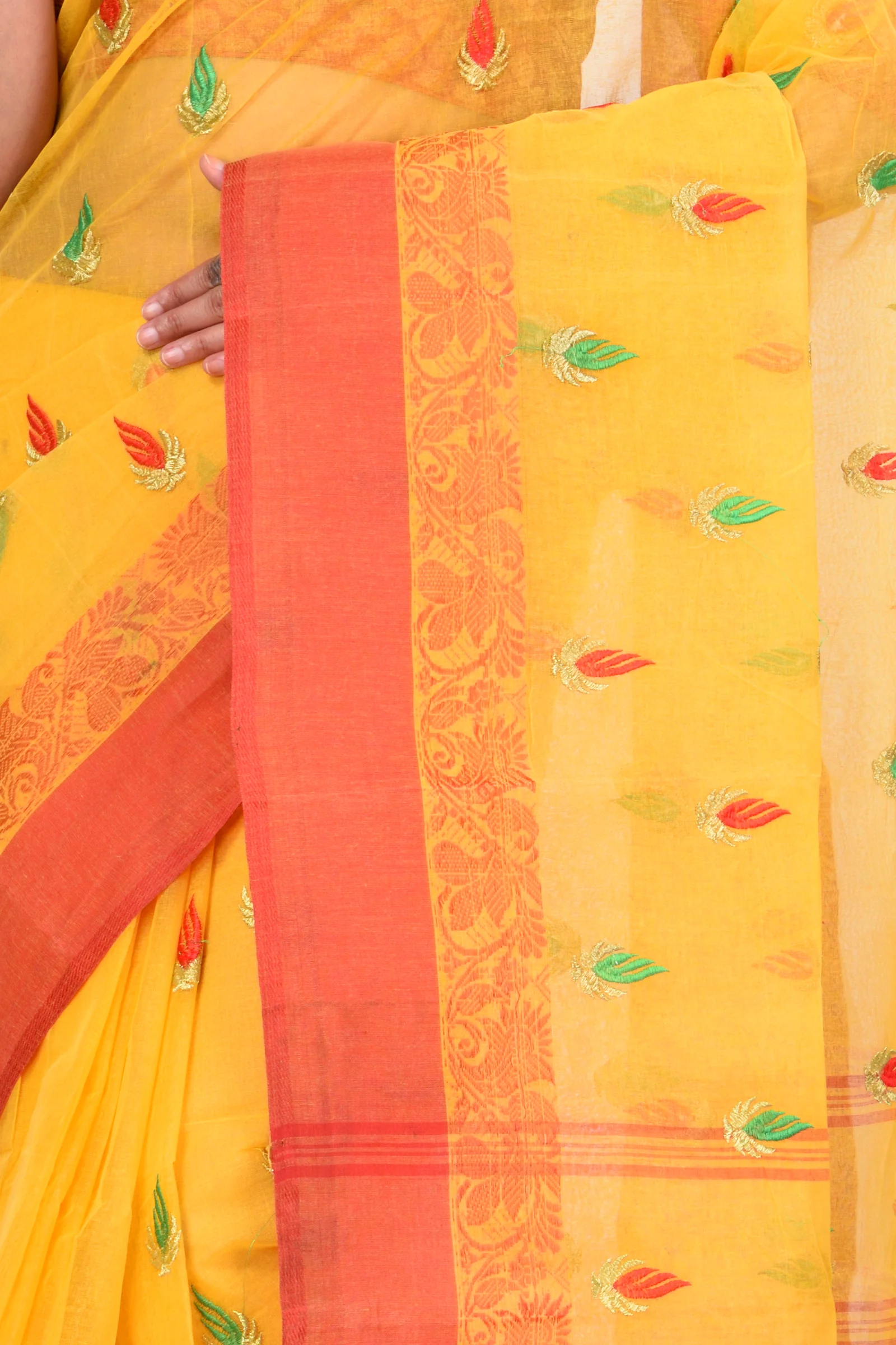 Yellow Pure Cotton Dip_Embro Tant Embroidery (659)
