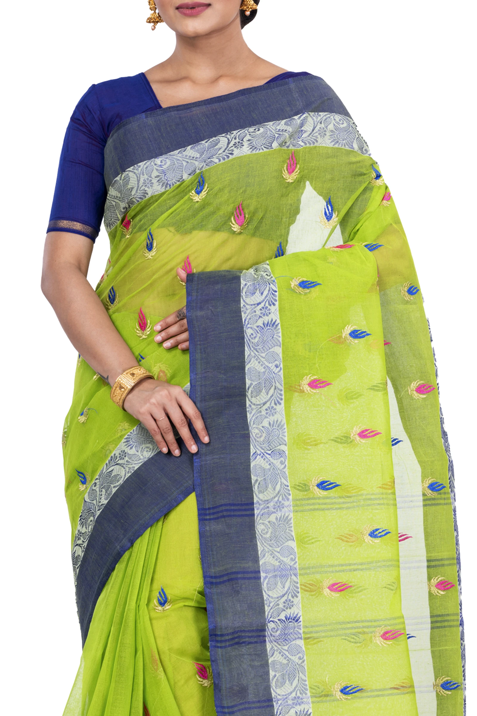 Green Pure Cotton Dip_Embro Tant Embroidery (661)