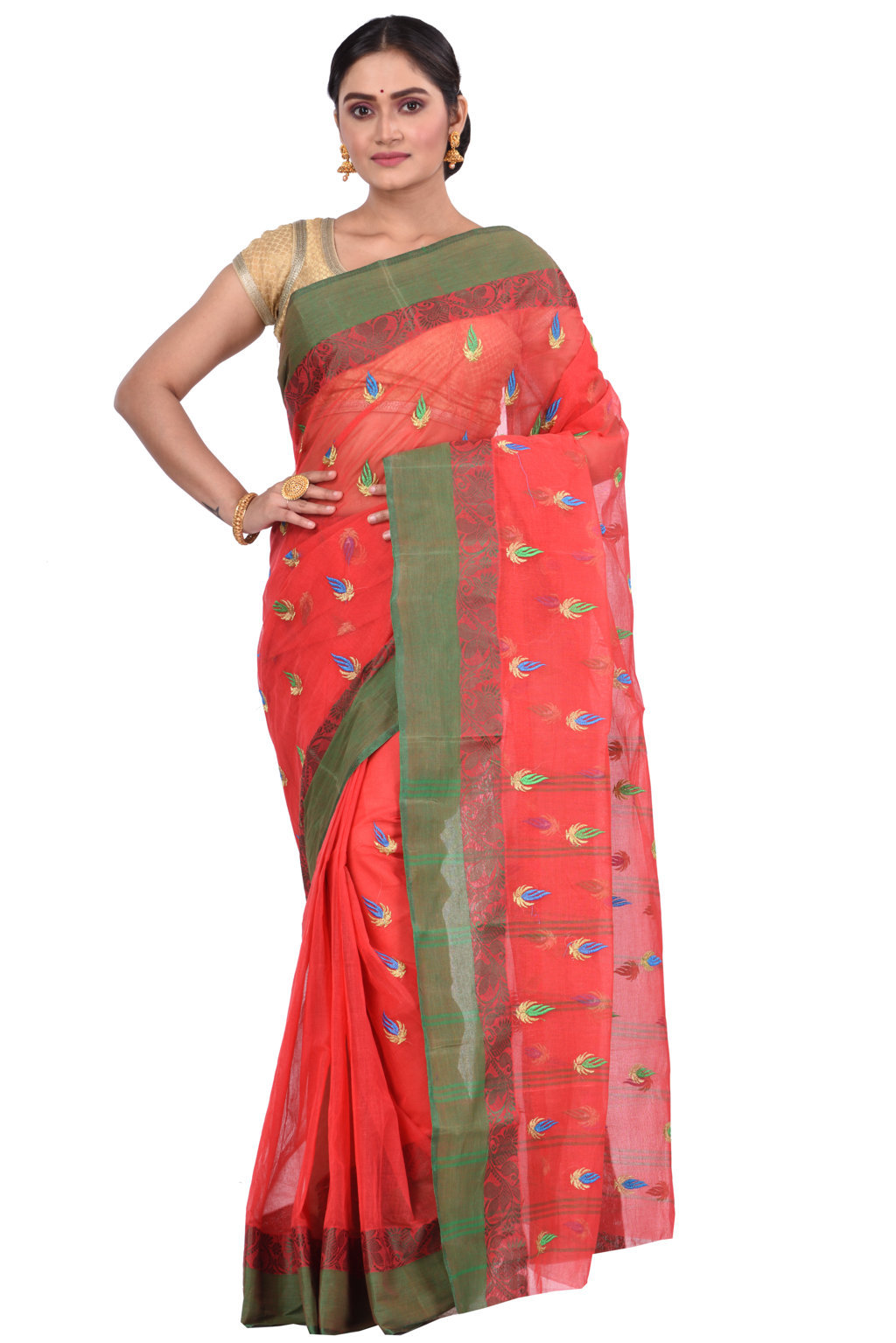 Red Pure Cotton Dip_Embro Tant Embroidery (663)