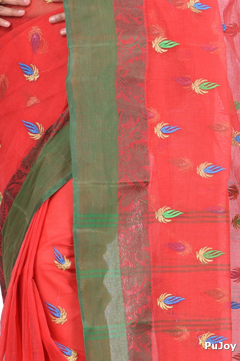 Red Pure Cotton Dip_Embro Tant Embroidery (663)