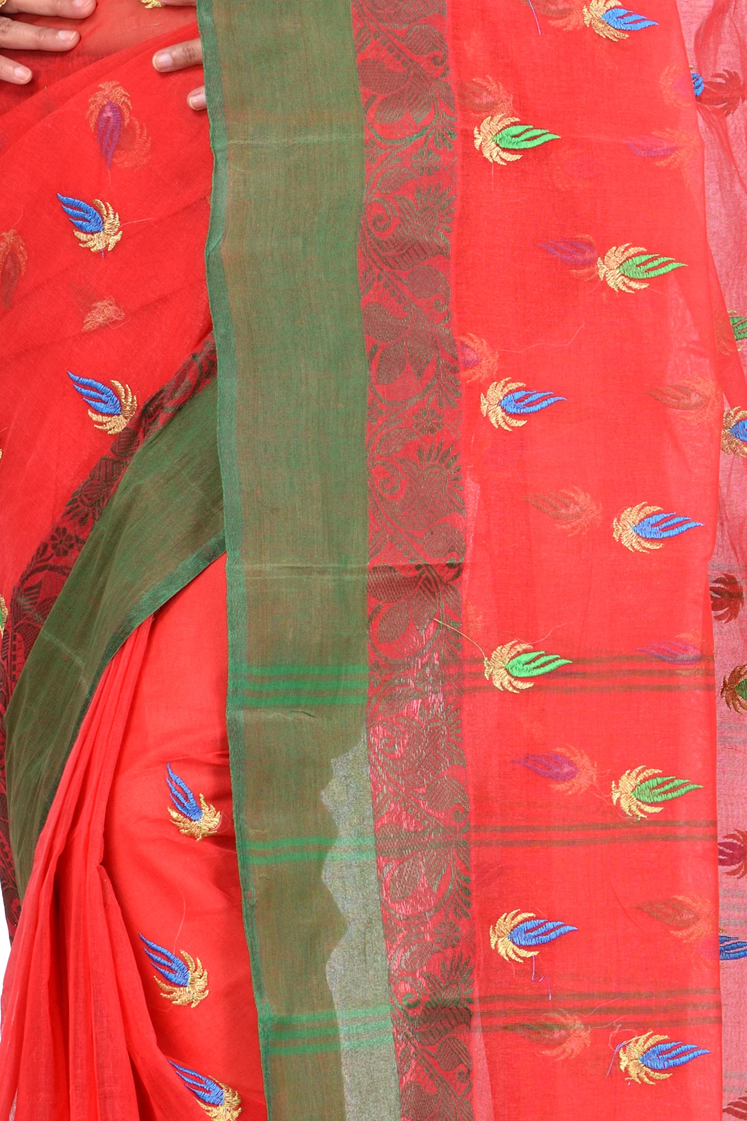 Red Pure Cotton Dip_Embro Tant Embroidery (663)