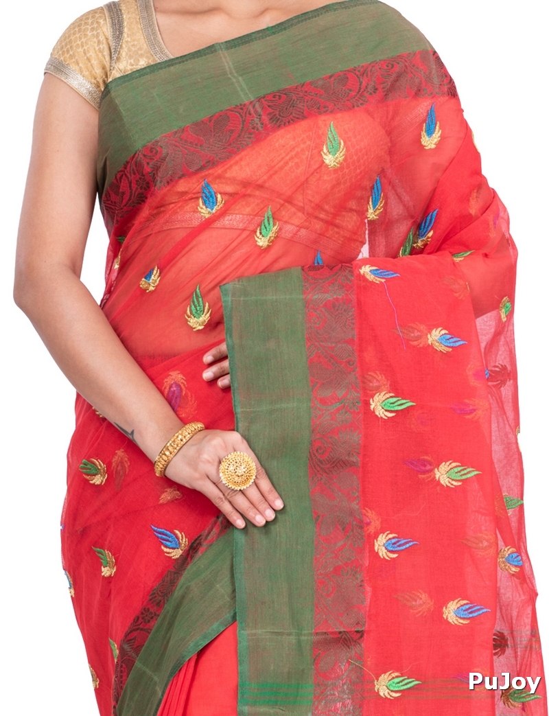 Red Pure Cotton Dip_Embro Tant Embroidery (663)