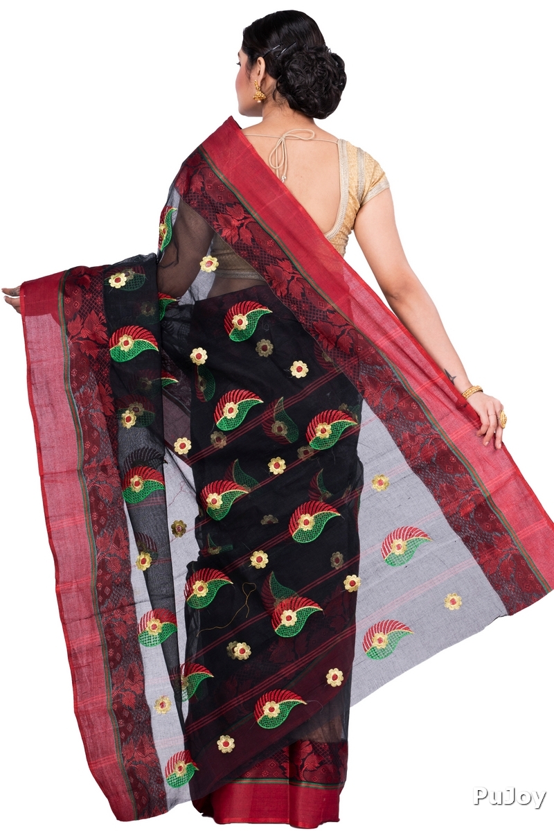 Black Pure Cotton Shanko_Embro Tant Embroidery (666)