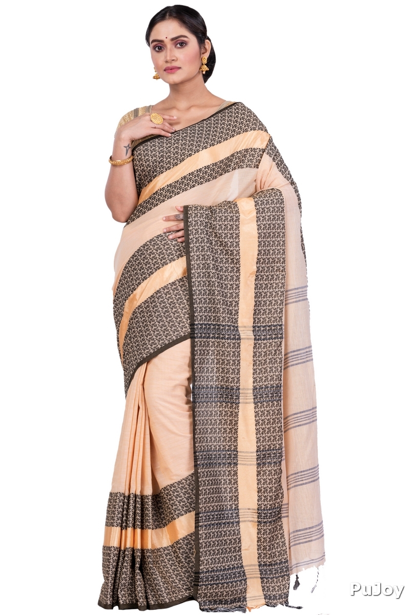 Off-White Pure Cotton Souraovi_Hand Hand Loom Saree (676)