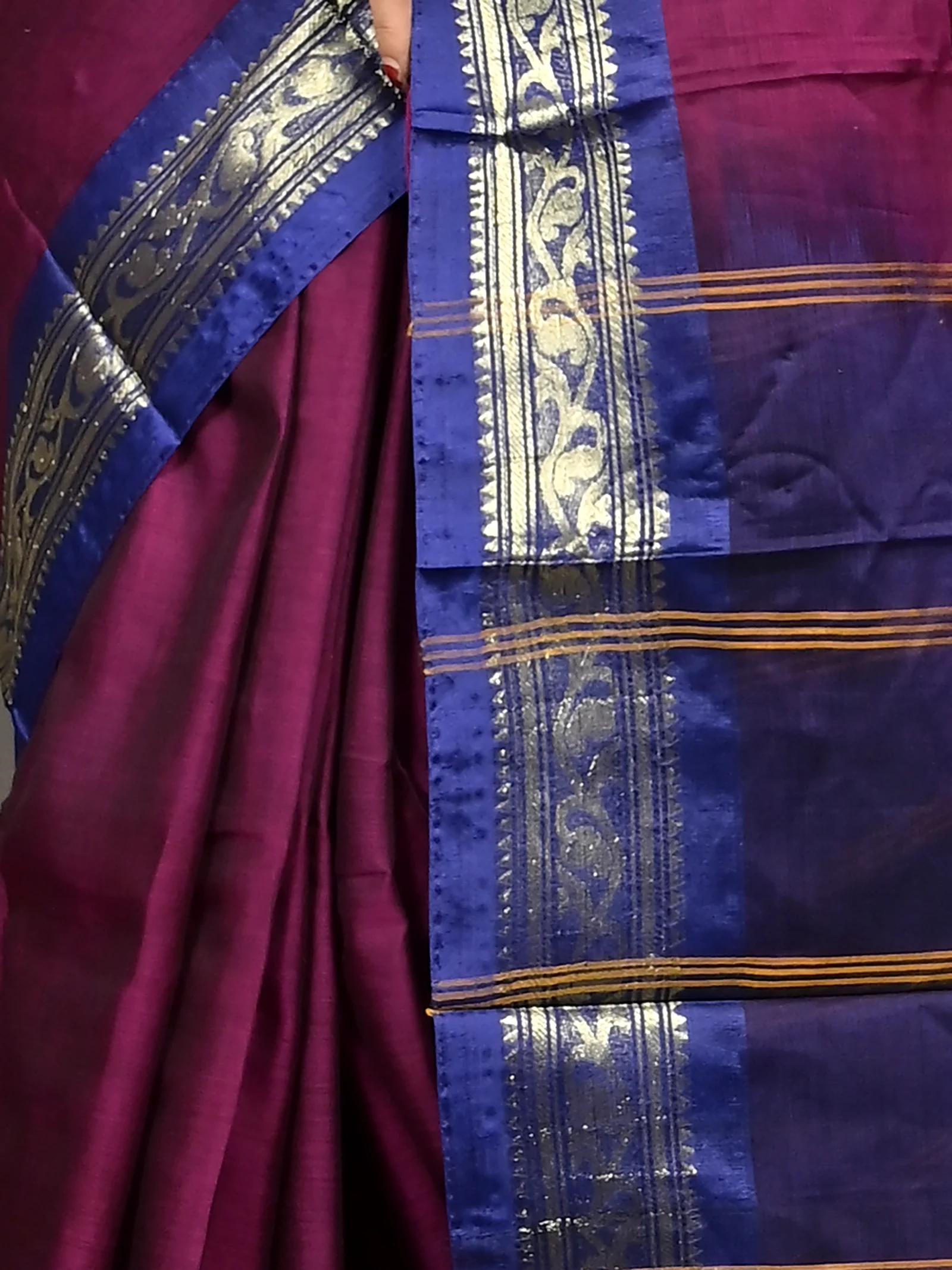 Magenta Cotton Parlik Gadwal Saree  (68)
