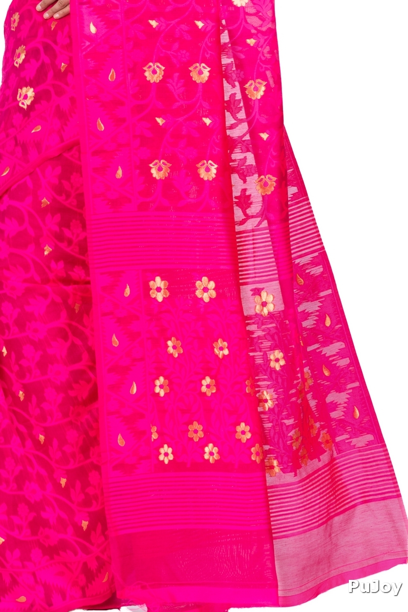 Pink Blended Cotton Kanak_Jmdni Jamdani Saree (687)