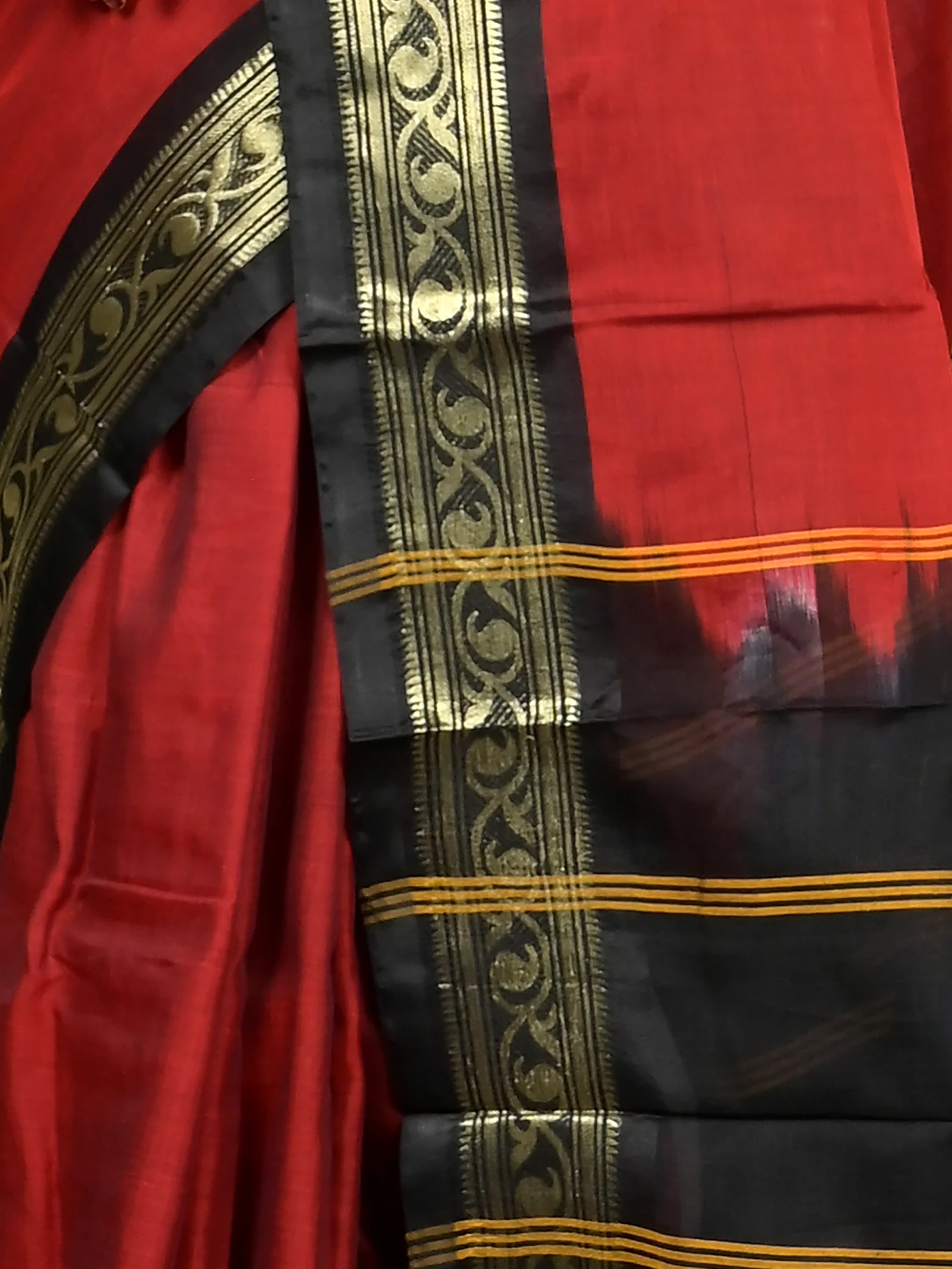 Maroon Black Cotton Parlik Gadwal Saree  (69)