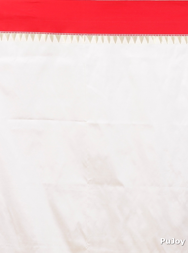 White Red Blended Cotton Gourigorod_Ankit Hand Loom Saree (7027)