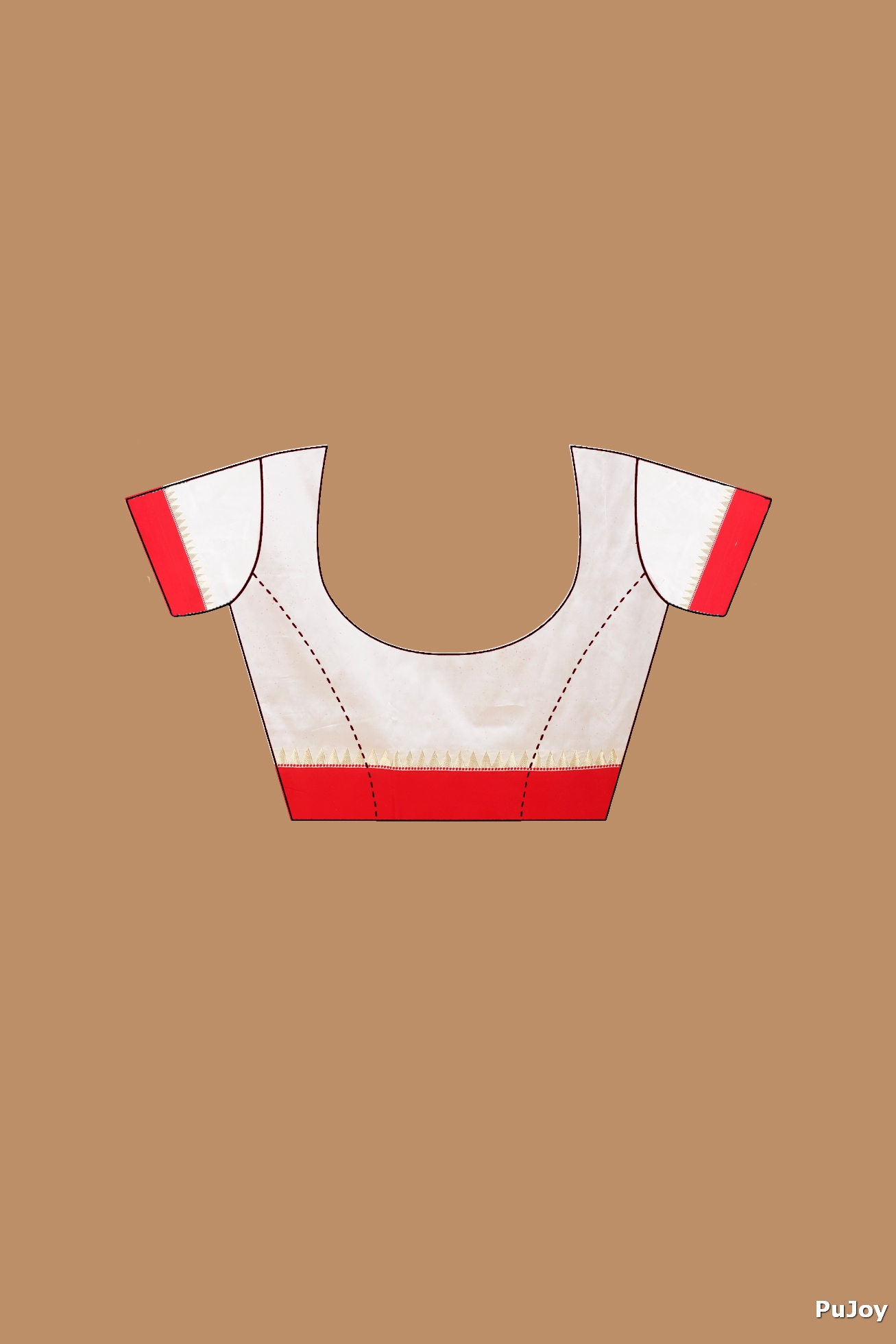 White Red Blended Cotton Gourigorod_Ankit Hand Loom Saree (7027)