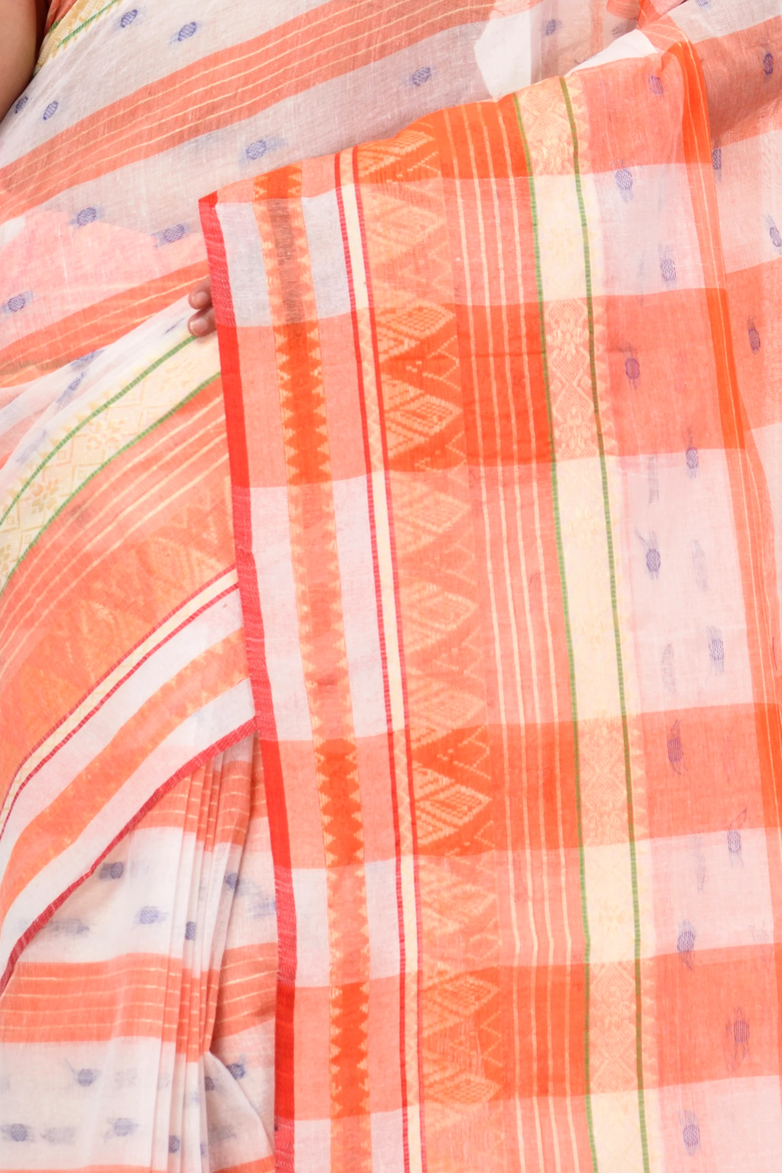 Orange Pure Cotton Naksi Katha Tant Saree (705)