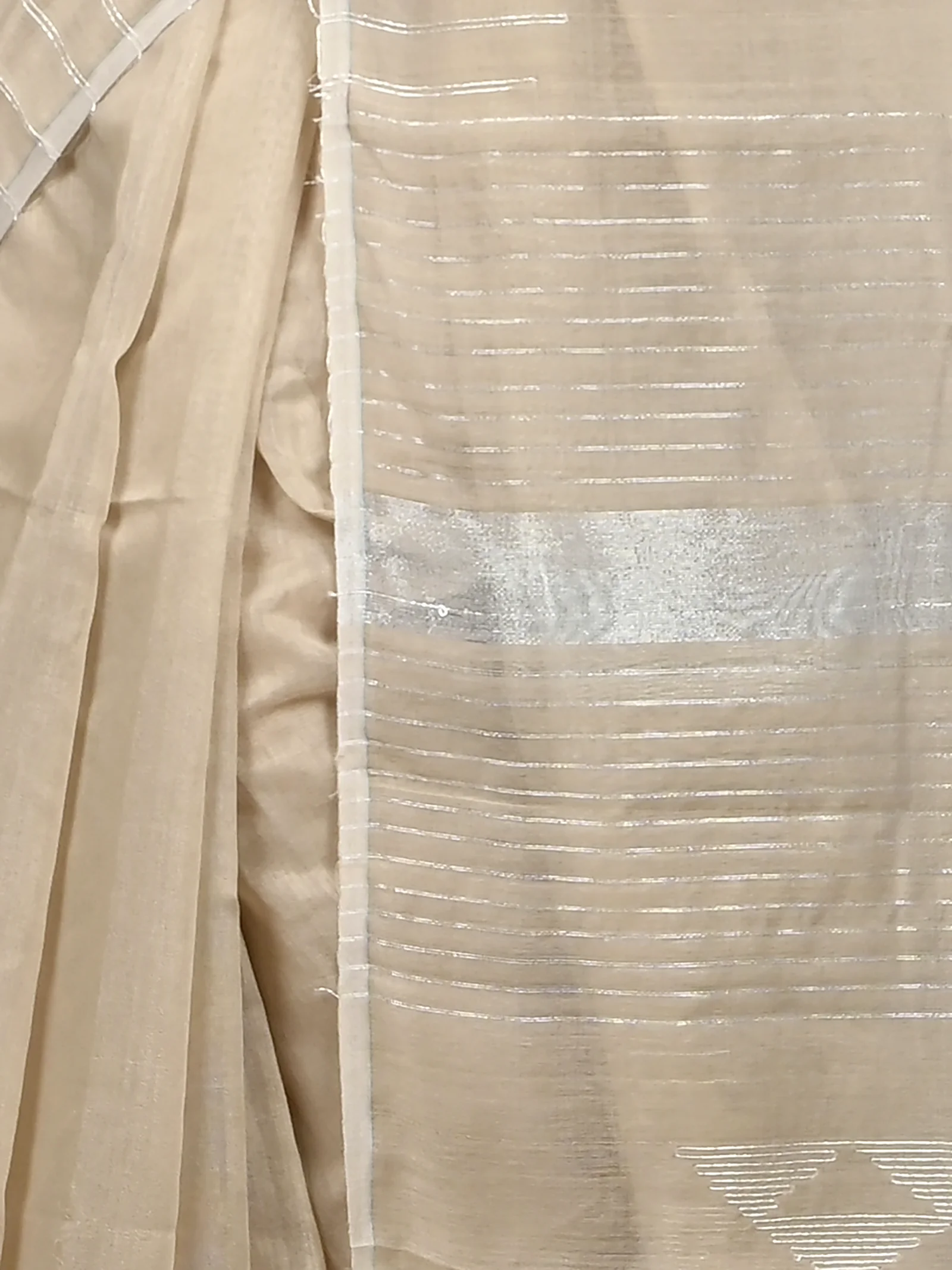 Cream Cotton Soubit Handloom Saree  (715)