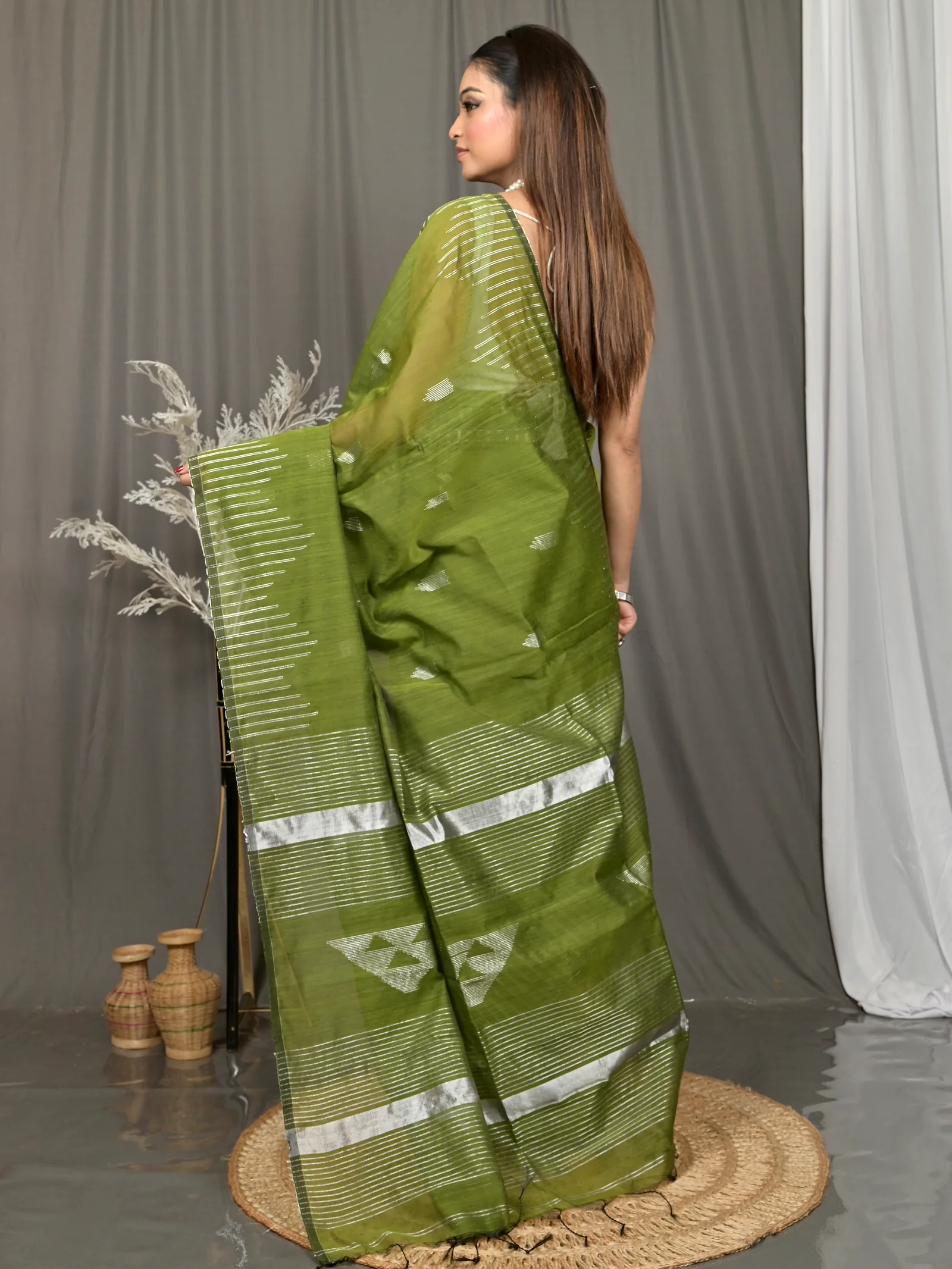 Green Cotton Soubit Handloom Saree  (716)