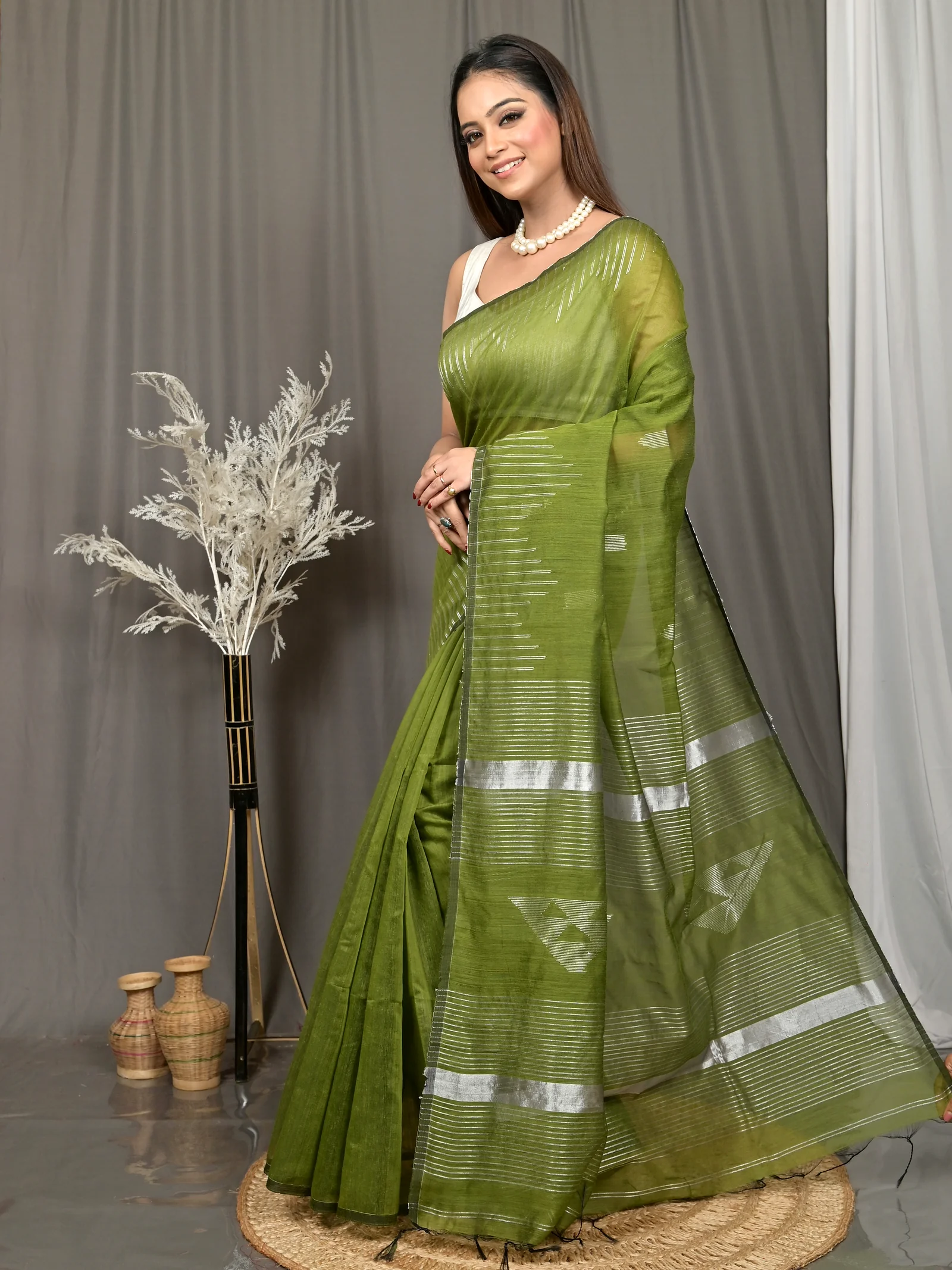 Green Cotton Soubit Handloom Saree  (716)