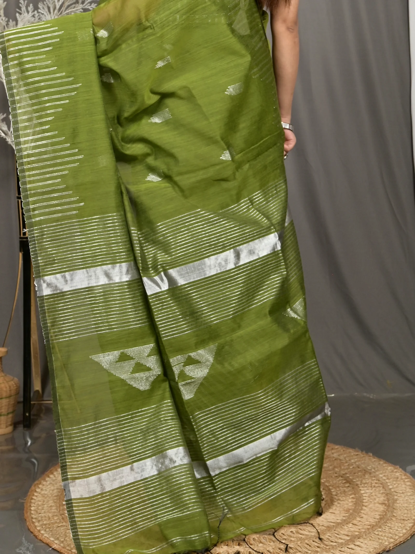 Green Cotton Soubit Handloom Saree  (716)