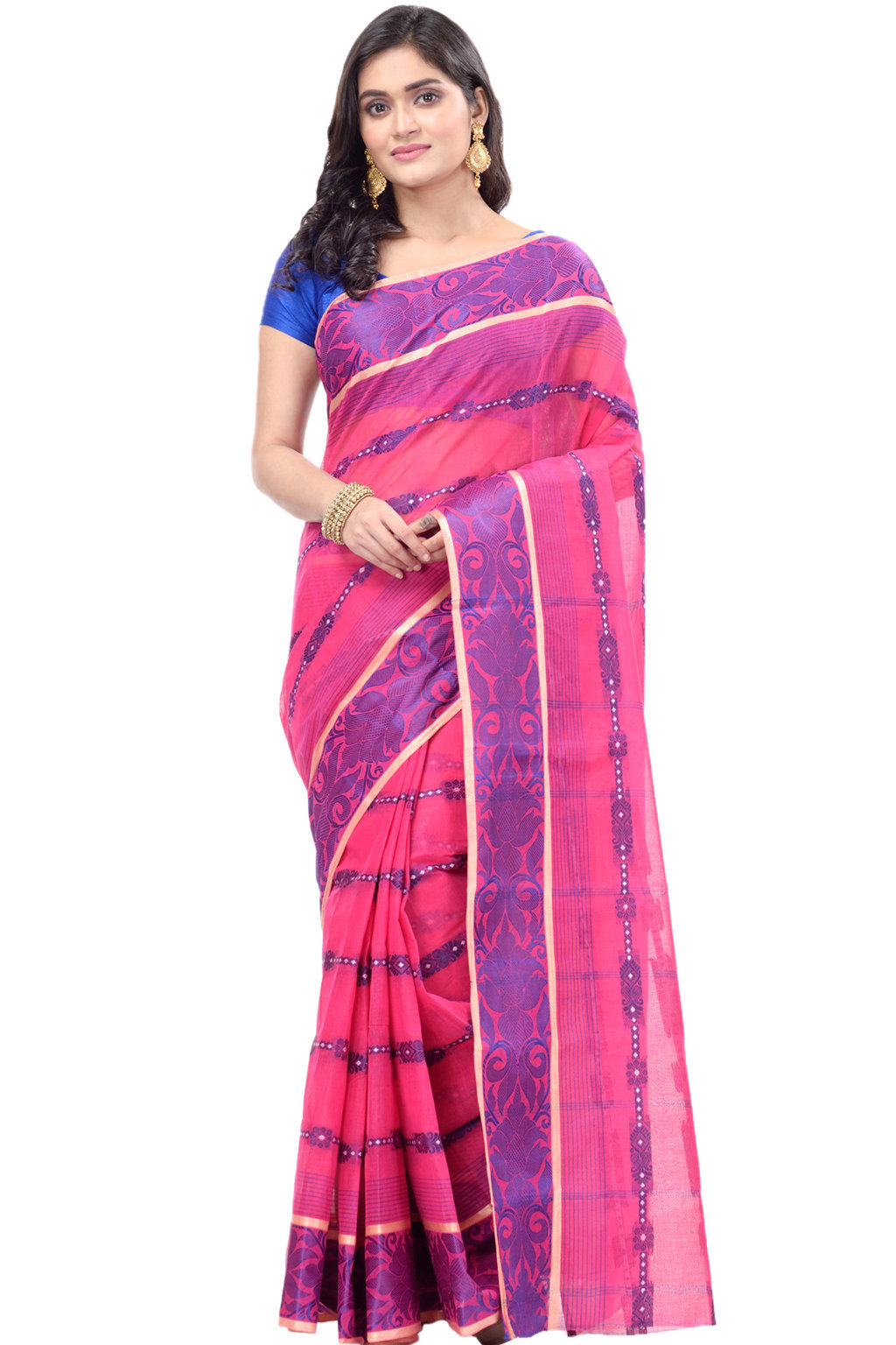 Pink Pure Cotton Charulata_Desiging Tant Saree (743)