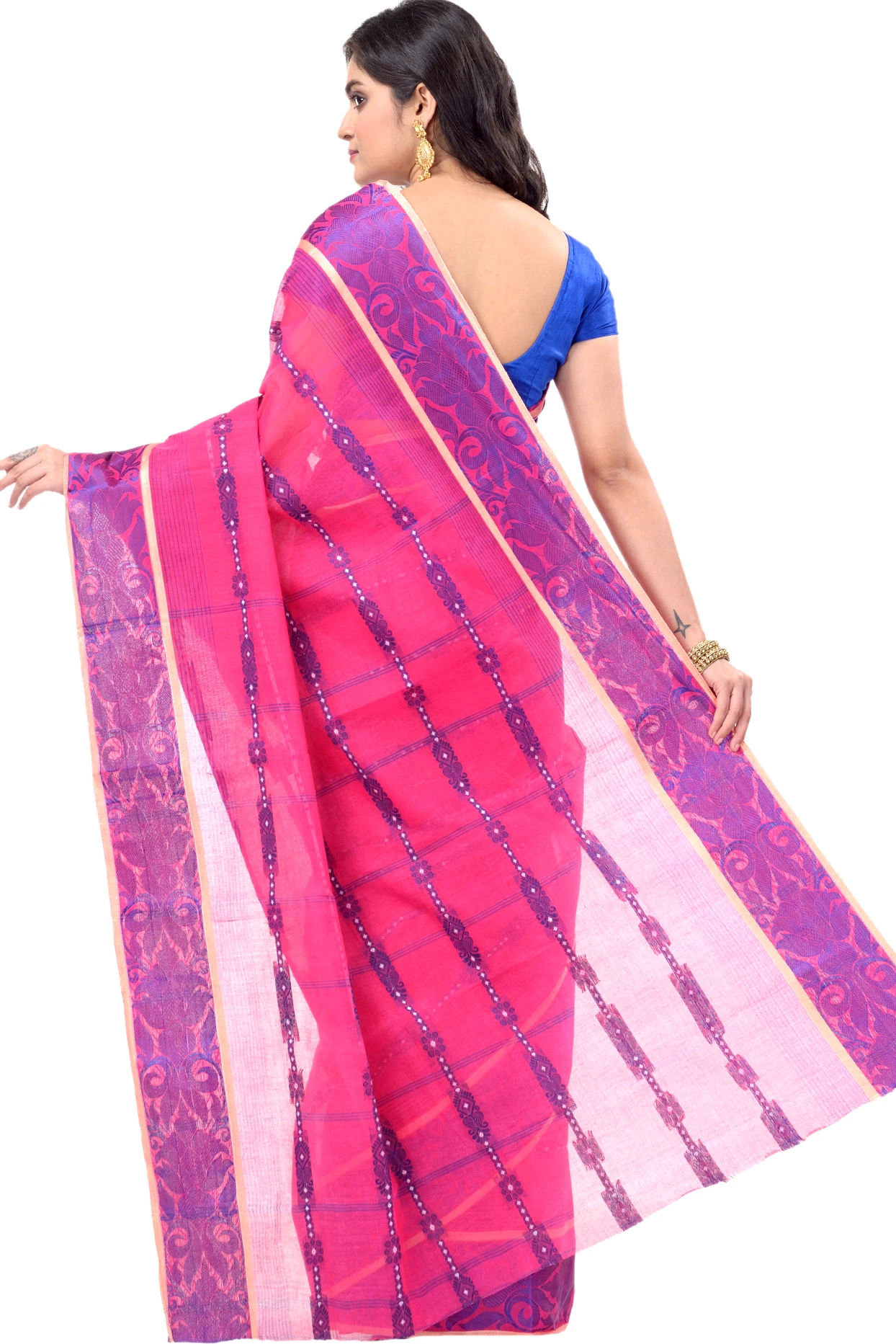 Pink Pure Cotton Charulata_Desiging Tant Saree (743)