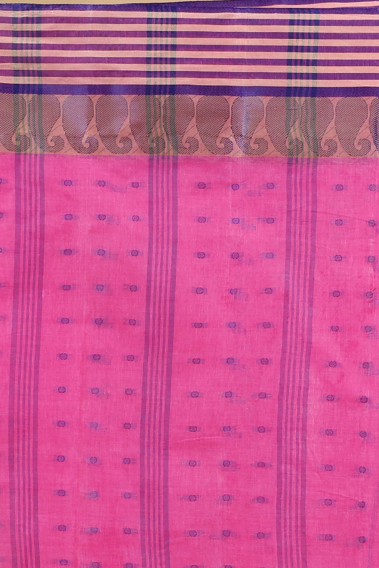 Pink Pure Cotton Moti_Buti Tant Saree (746)