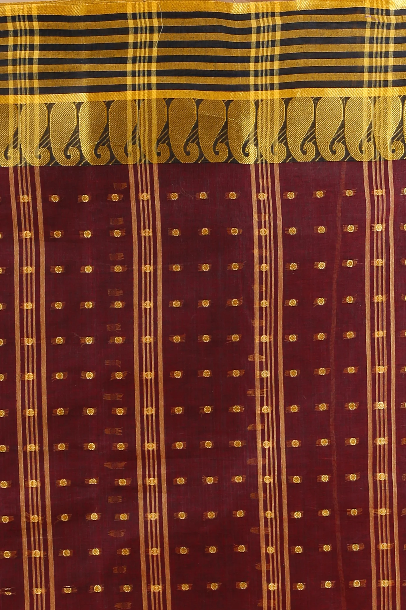 Brown Pure Cotton Moti_Buti Tant Saree (747)